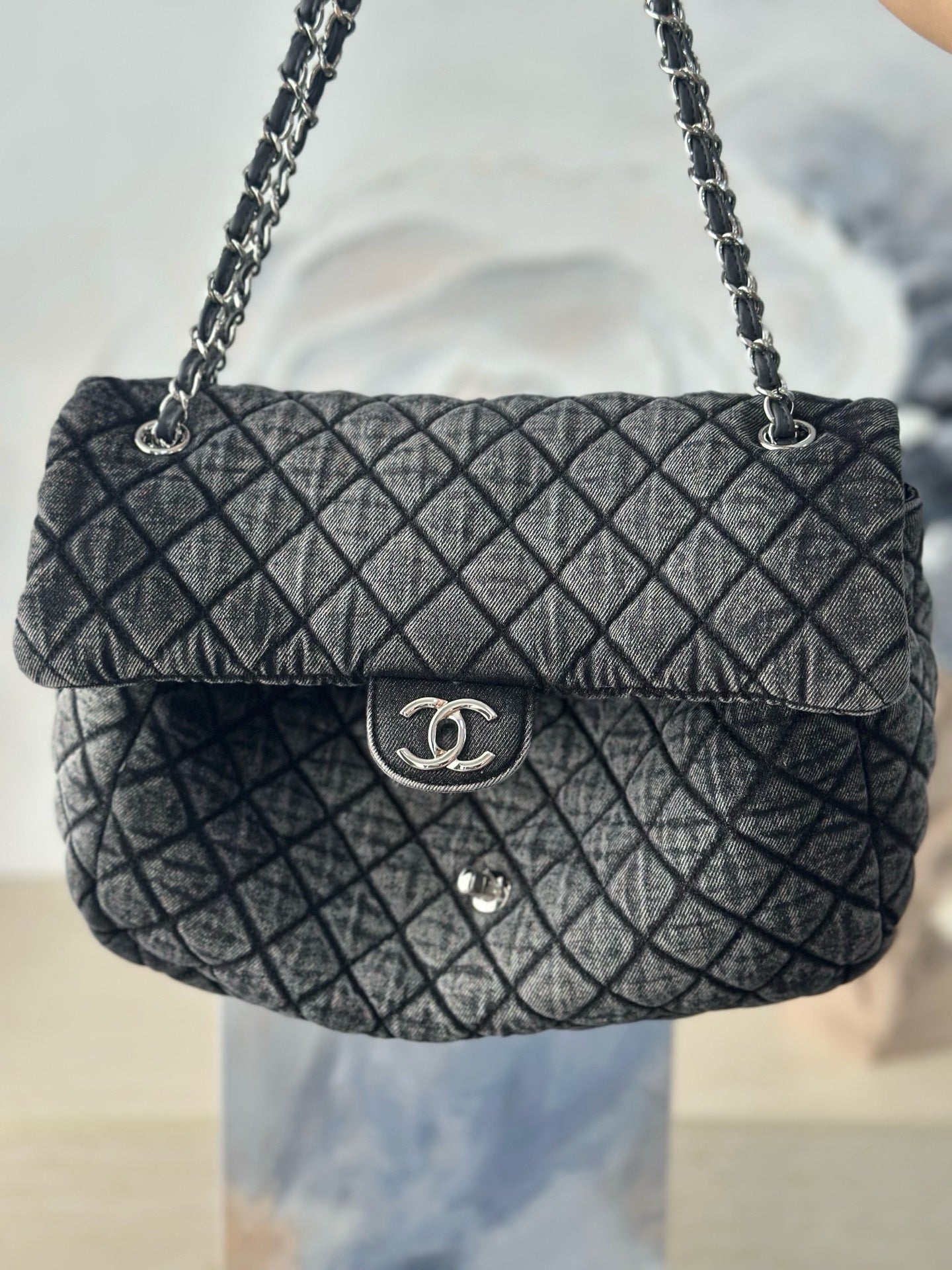 Chanel 2026 Quilted Denimpressions Flap Bag Denim Leather