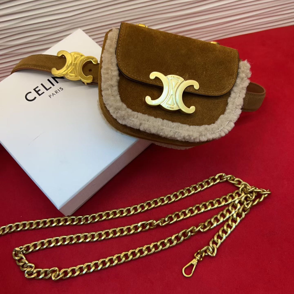 Celine 2026 Triomphe Belt Bag 13mm Suede