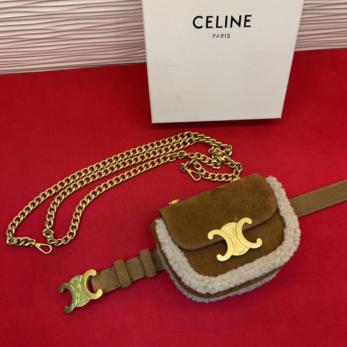 Celine 2026 Triomphe Belt Bag 13mm Suede
