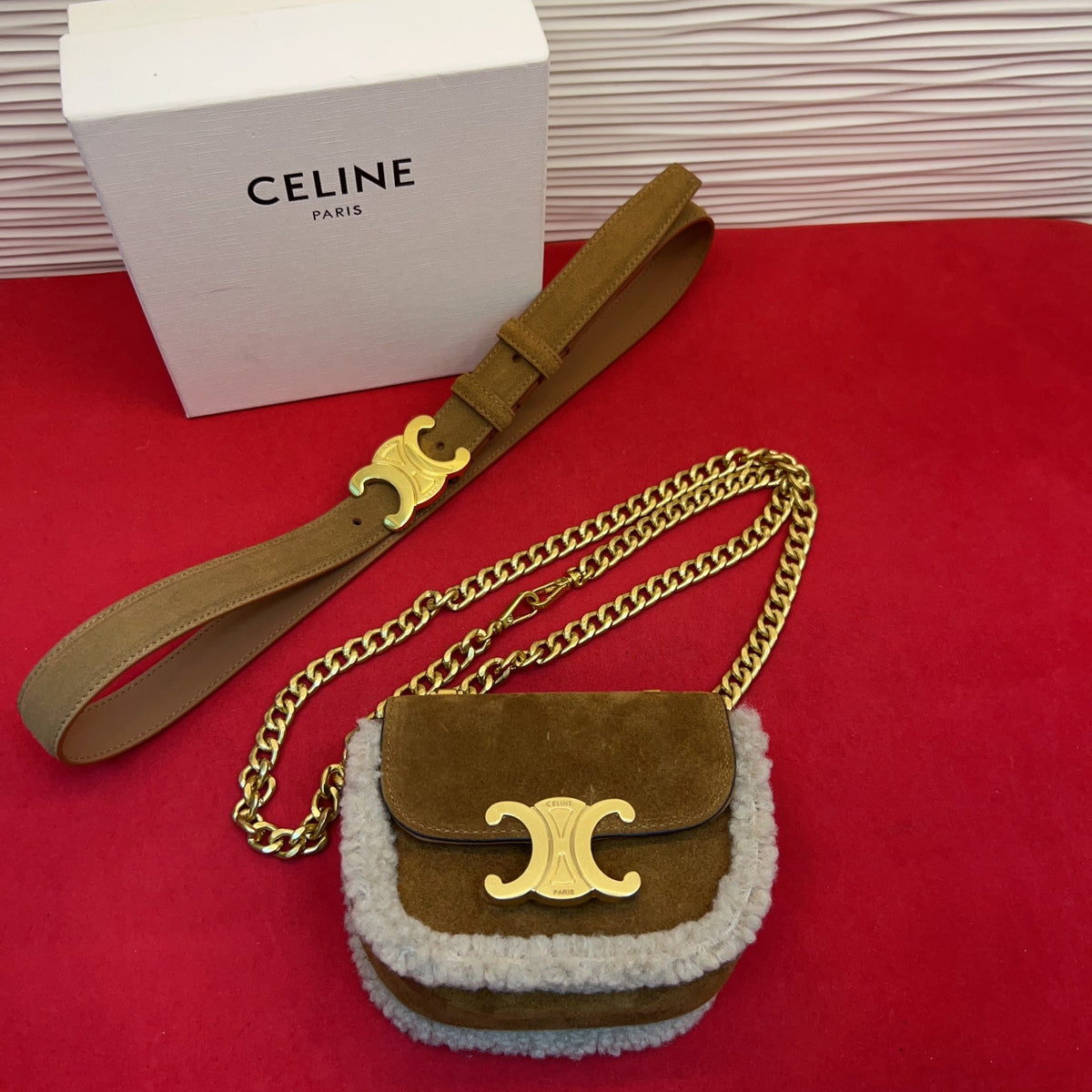 Celine 2026 Triomphe Belt Bag 13mm Suede
