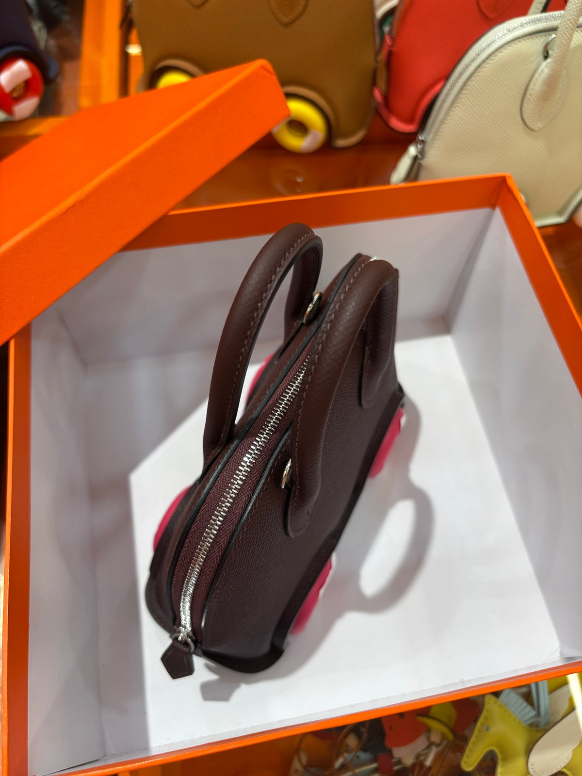 High-end Hermes 2026 Mini Bowling Wheel Bag Epsom Leather