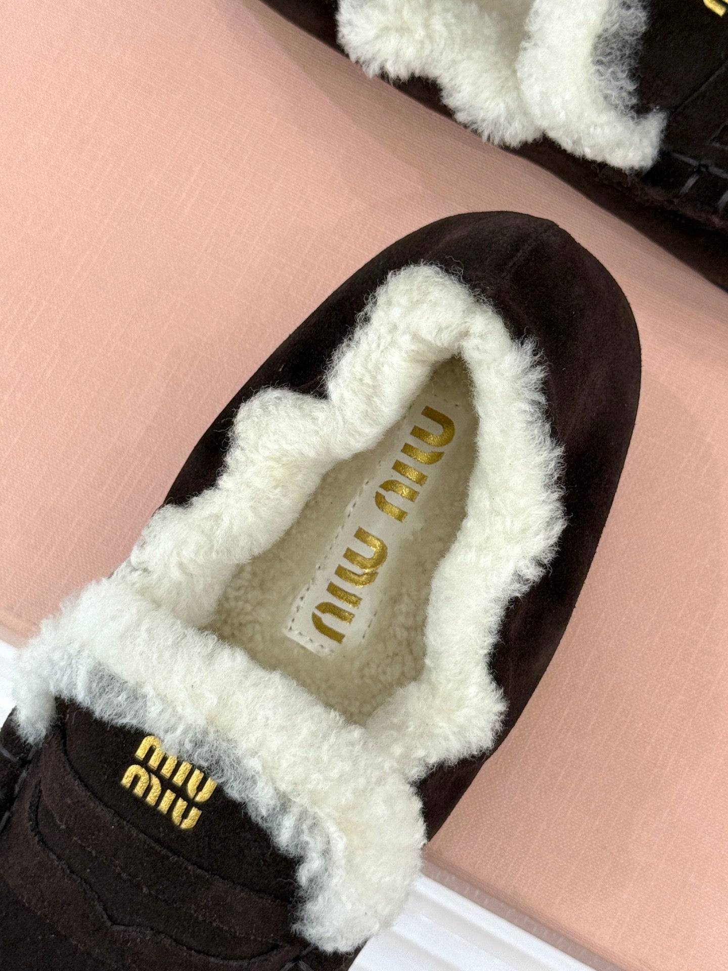 Miumiu 25 Loafer Brown mix White Suede Fur 471993