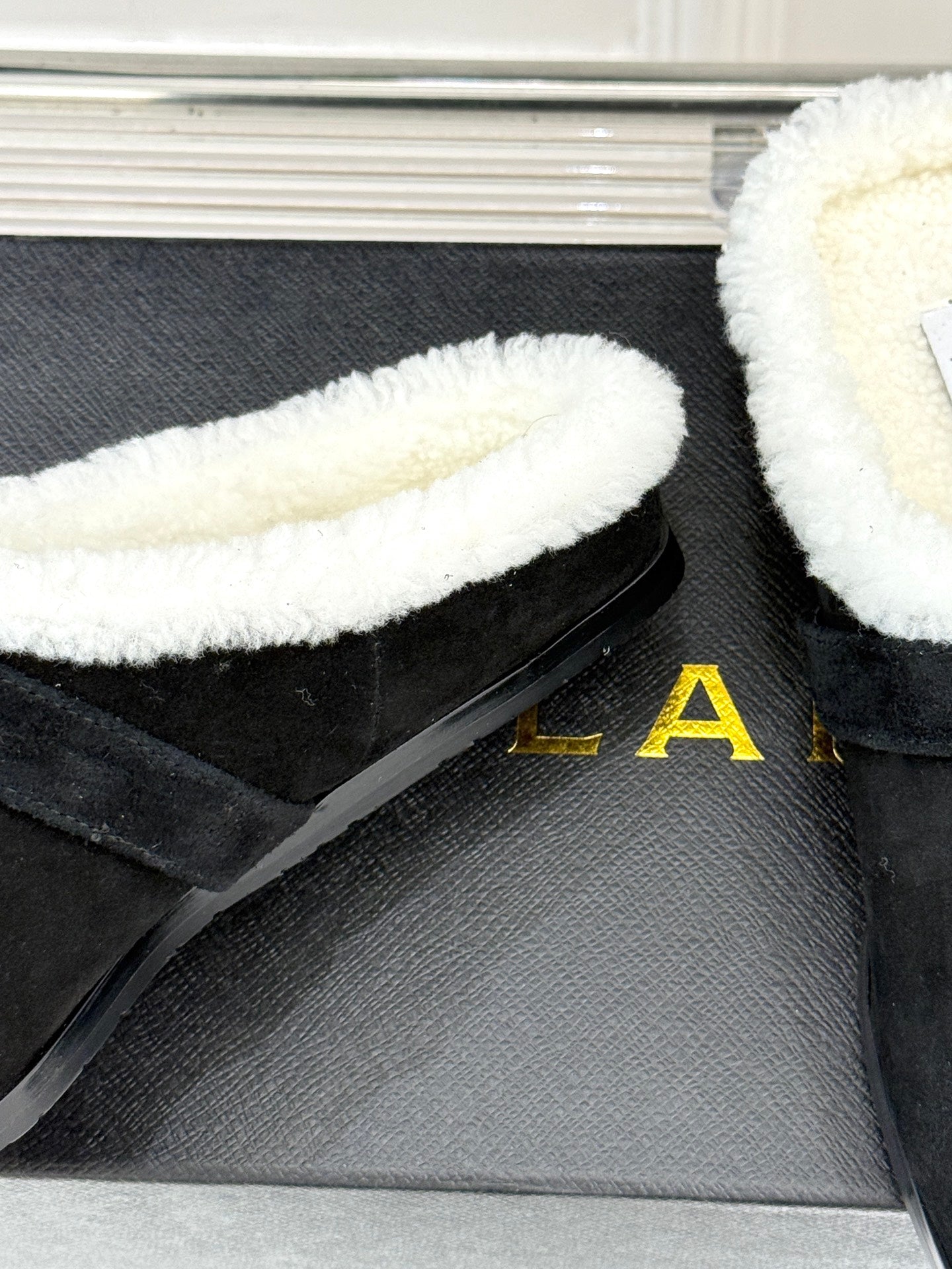 Alaia 25WF slippers belt buckle black suede wool 472226