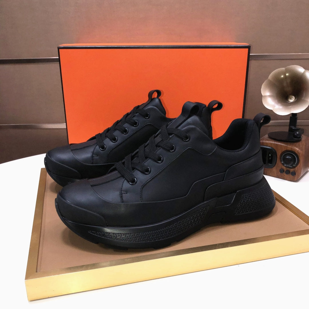 HM Men's Sneaker Full Black Cowhide 548106