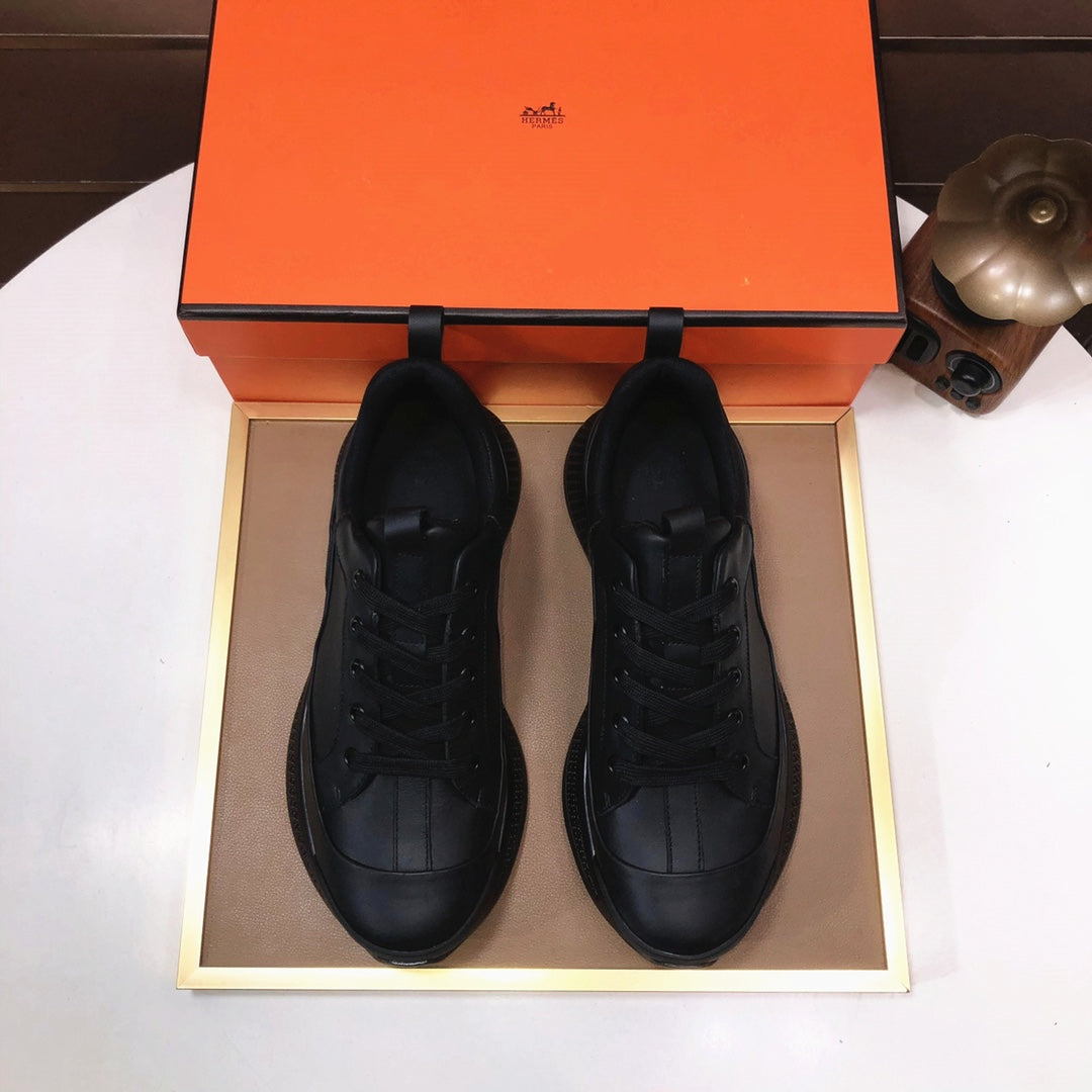 HM Men's Sneaker Full Black Cowhide 548106