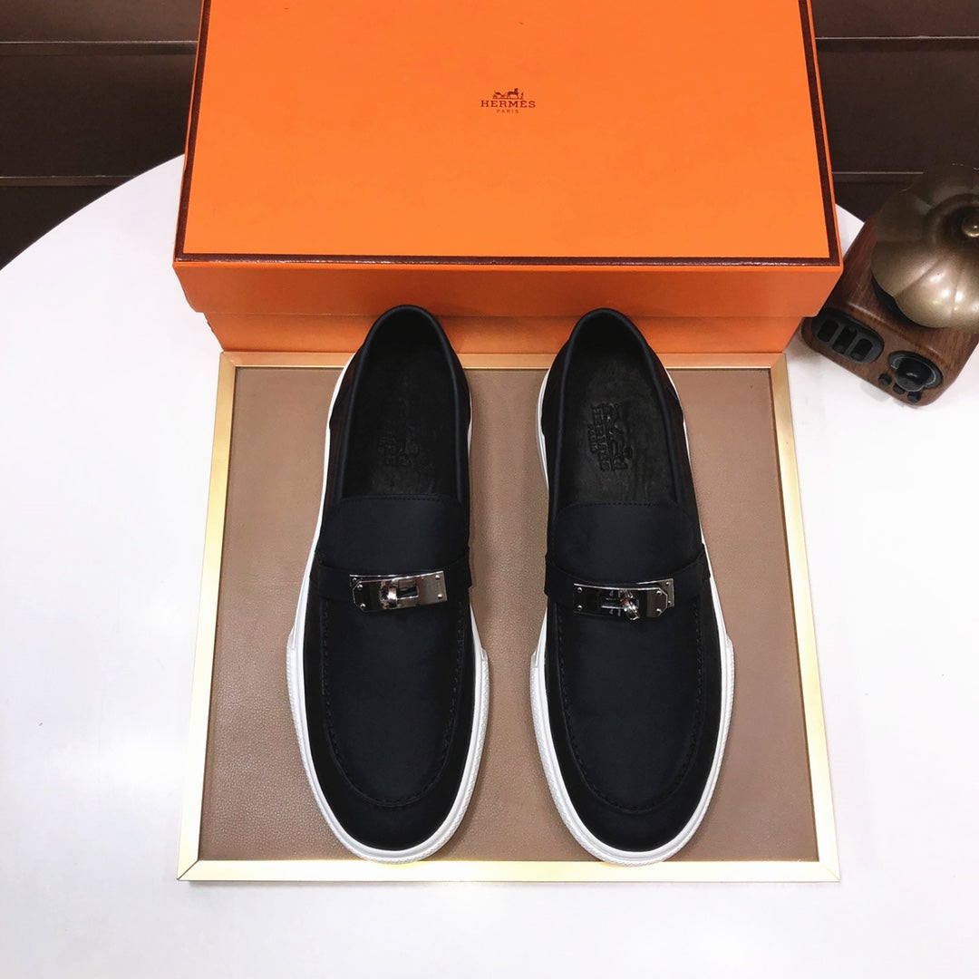 HM Men's Game Slip-on Loafer Black Cowhide 473158