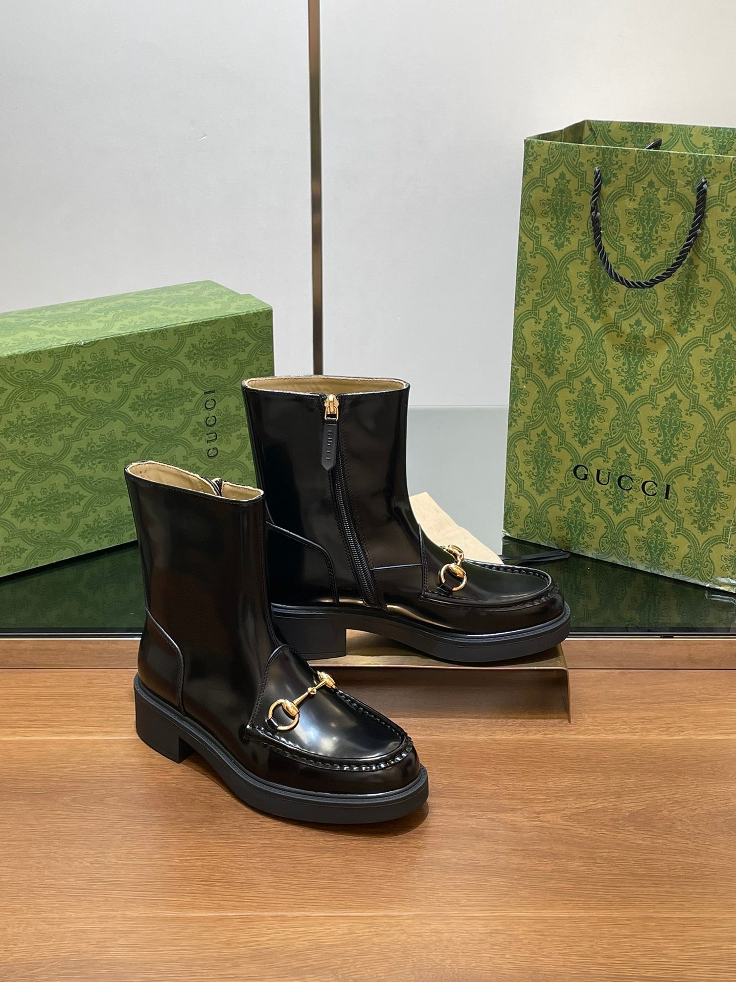 GG Horsebit Ankle Boot Black Calfskin