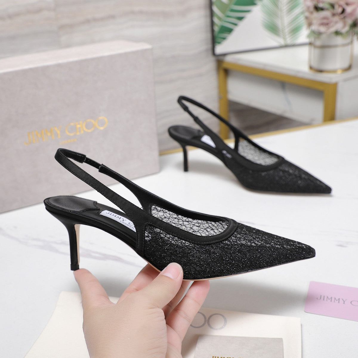 Jimmy Choo 2026 Amita Slingback 65mm Mesh 961758