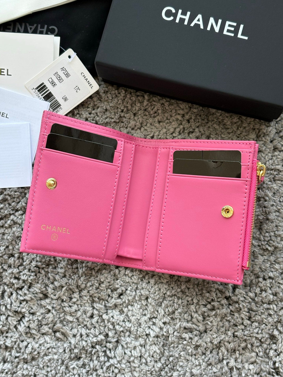 Chanel 2026 Double Zippered Short Wallet 11cm Leather 102531