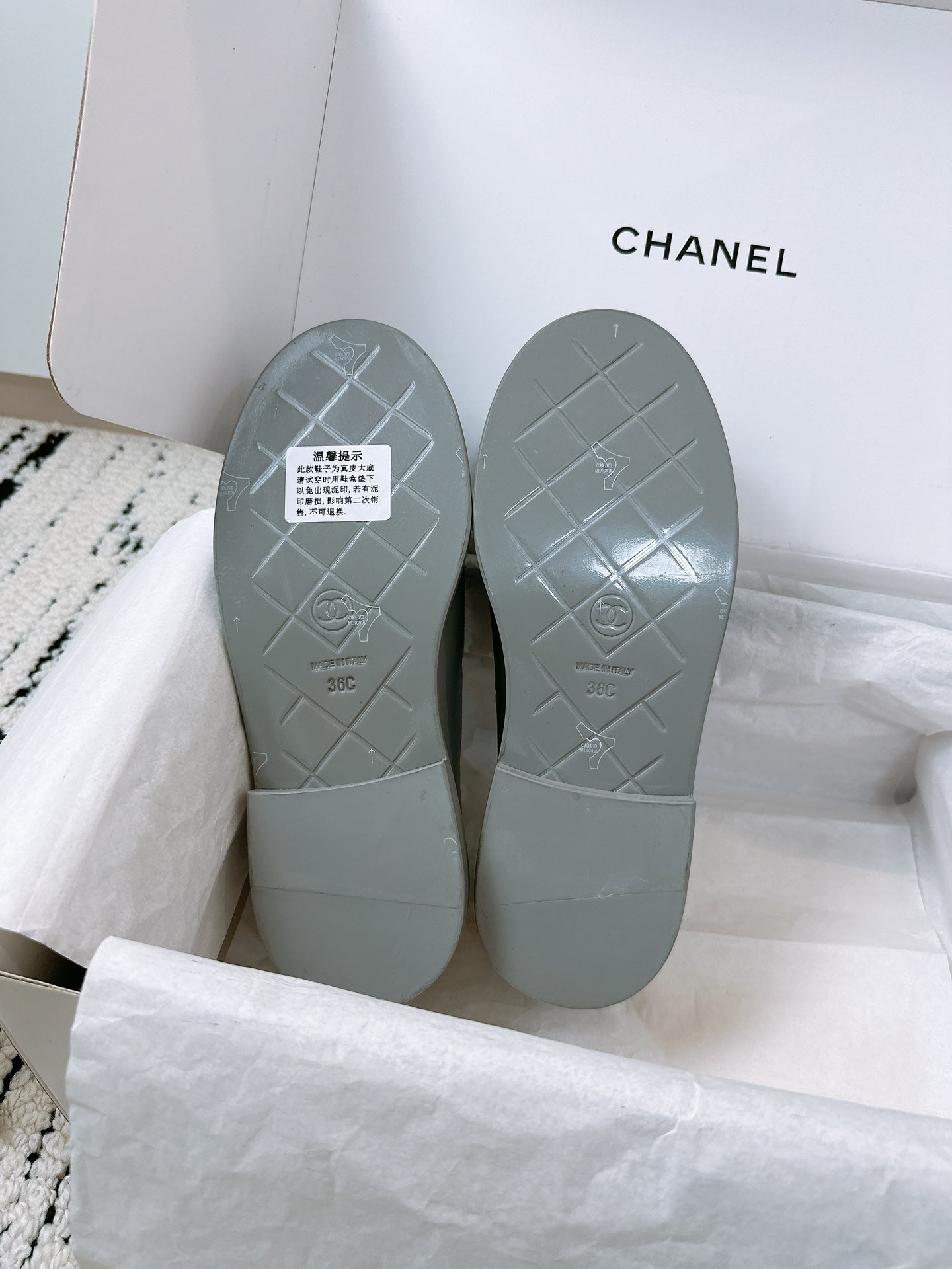 CC Moccasins 25mm In Grey Lambskin 144651