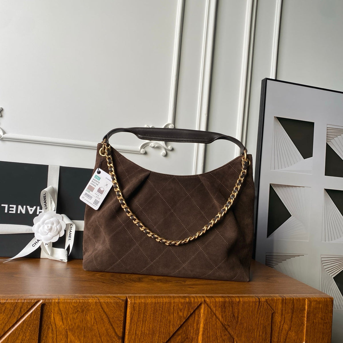 Chanel 2025 Hobo Bag 35cm Brown Suede 318243