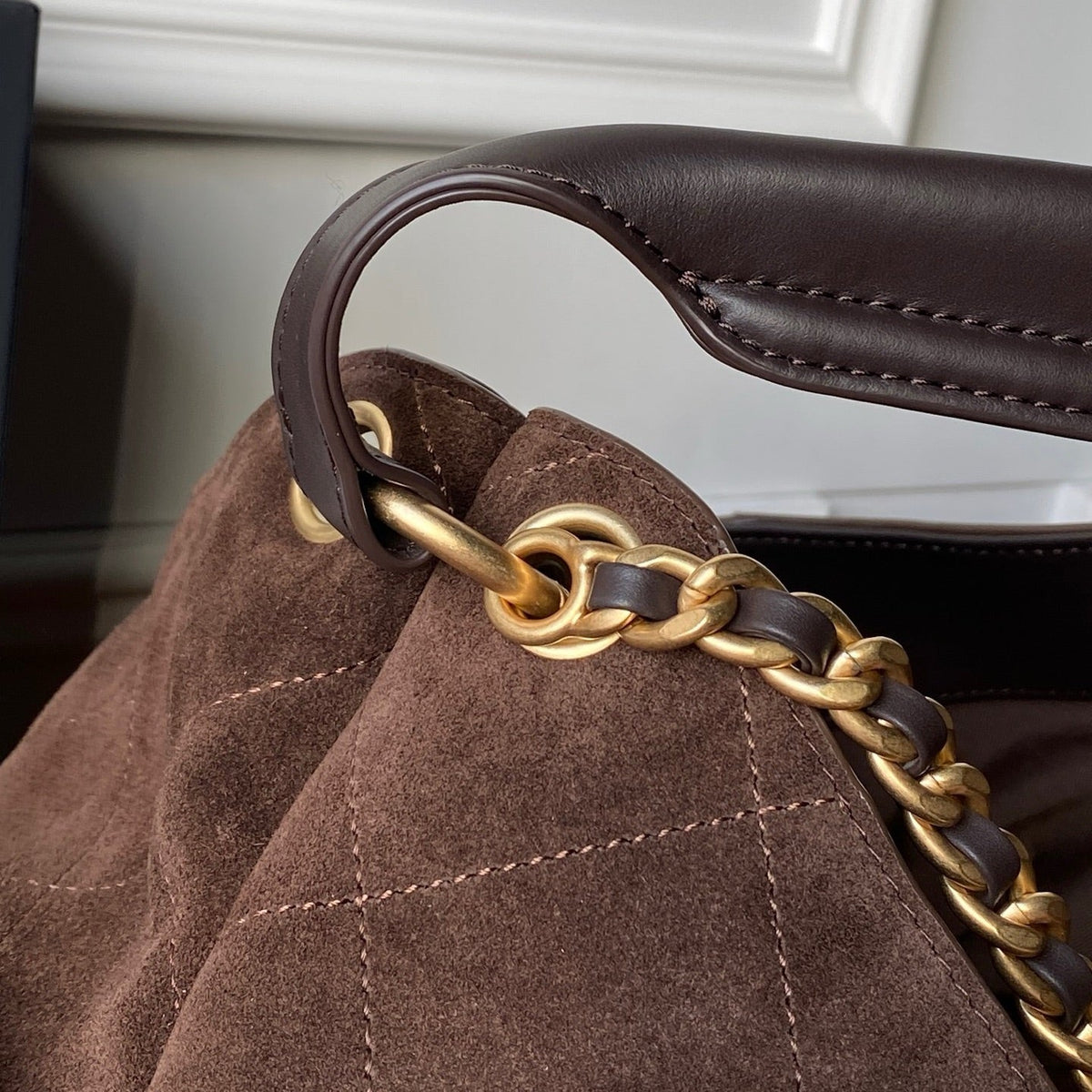 Chanel 2025 Hobo Bag 35cm Brown Suede 318243