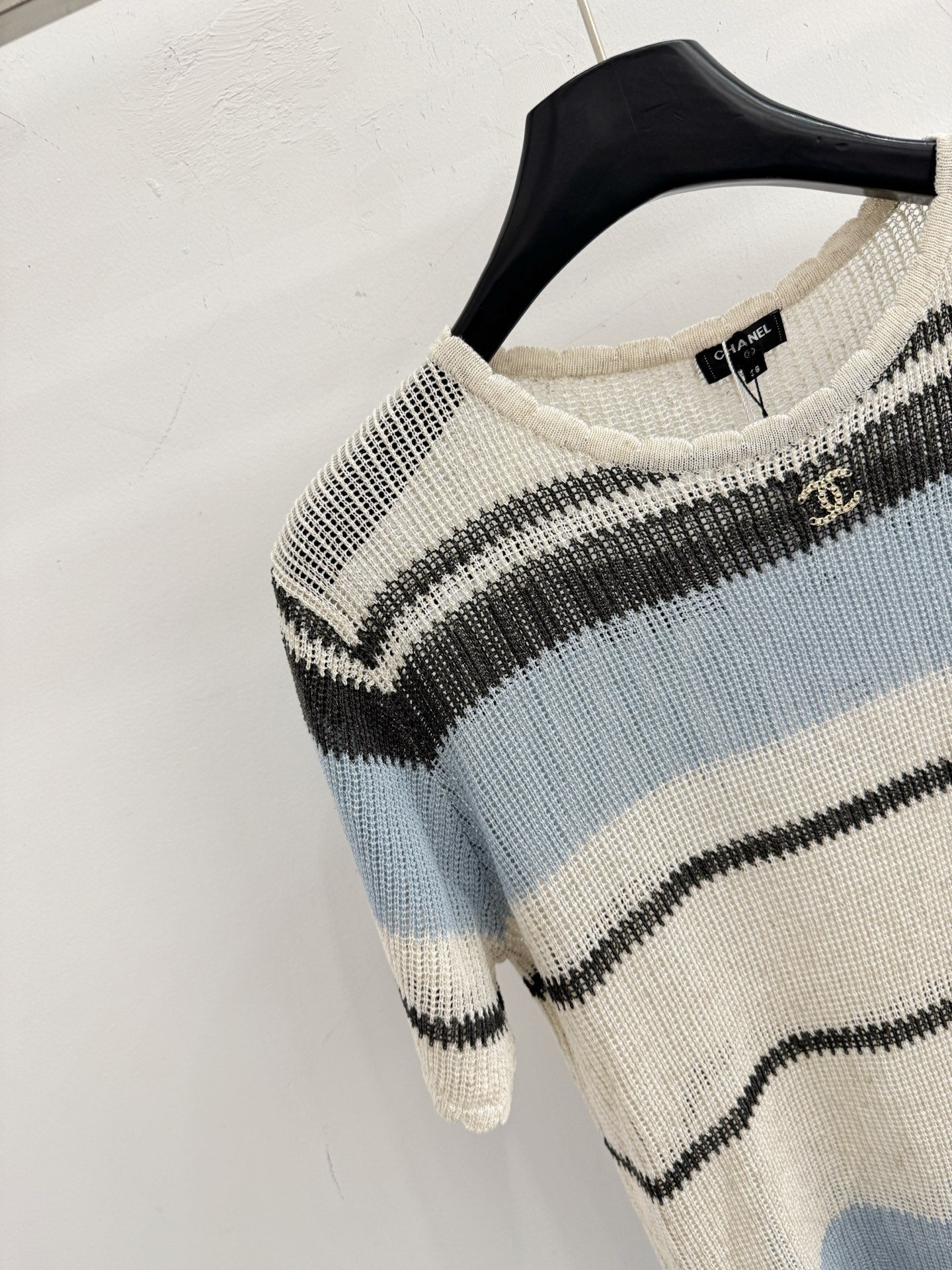 Chanel 2026 Striped Short-sleeved Shirt Silk Cotton 316931