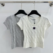 Chanel 2026 Short-sleeved Slim Fit Knit Sweater Wool Polyester 341194