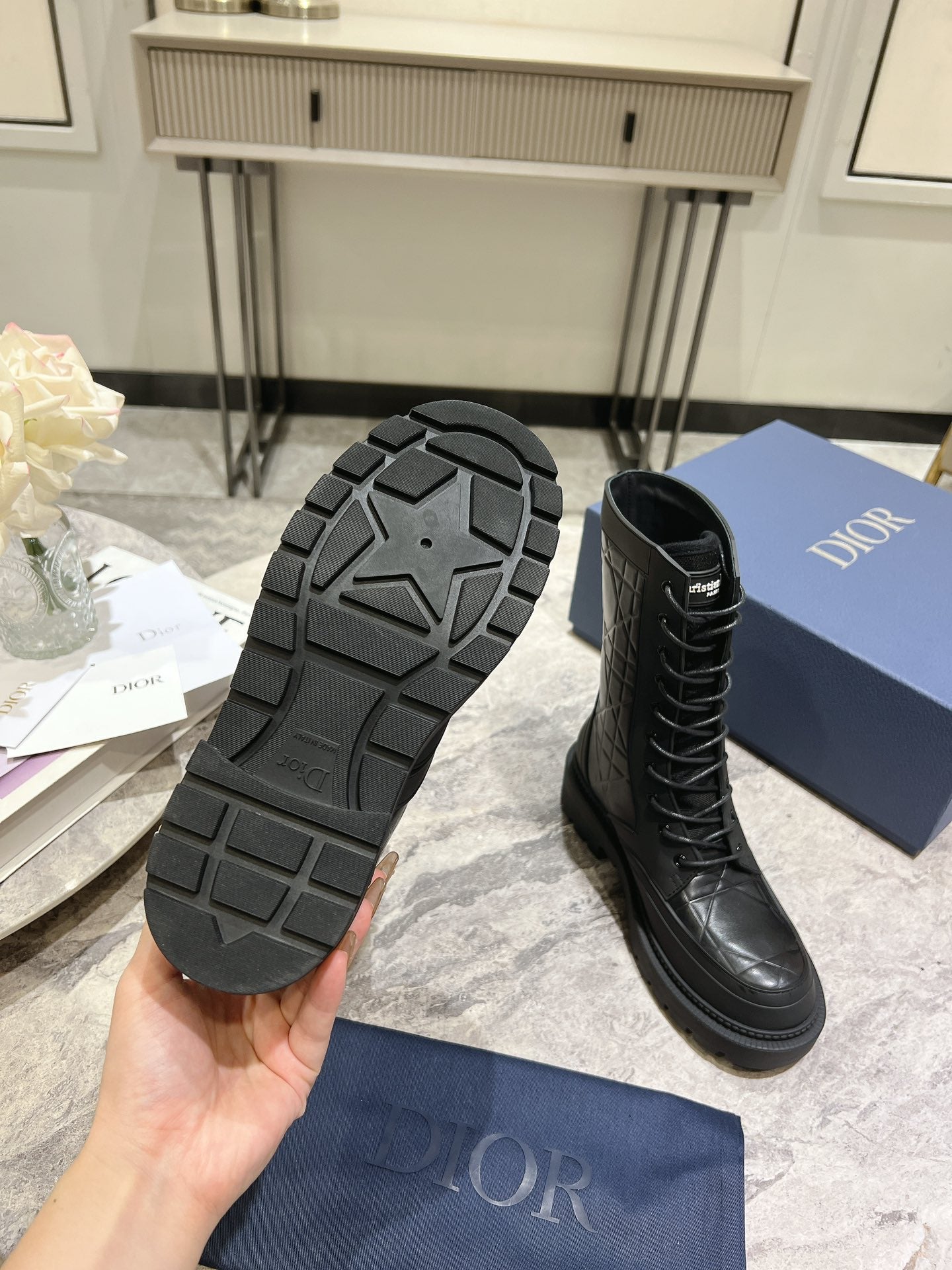 CD- D-Leader Ankle Boot 45mm Black Calfskin