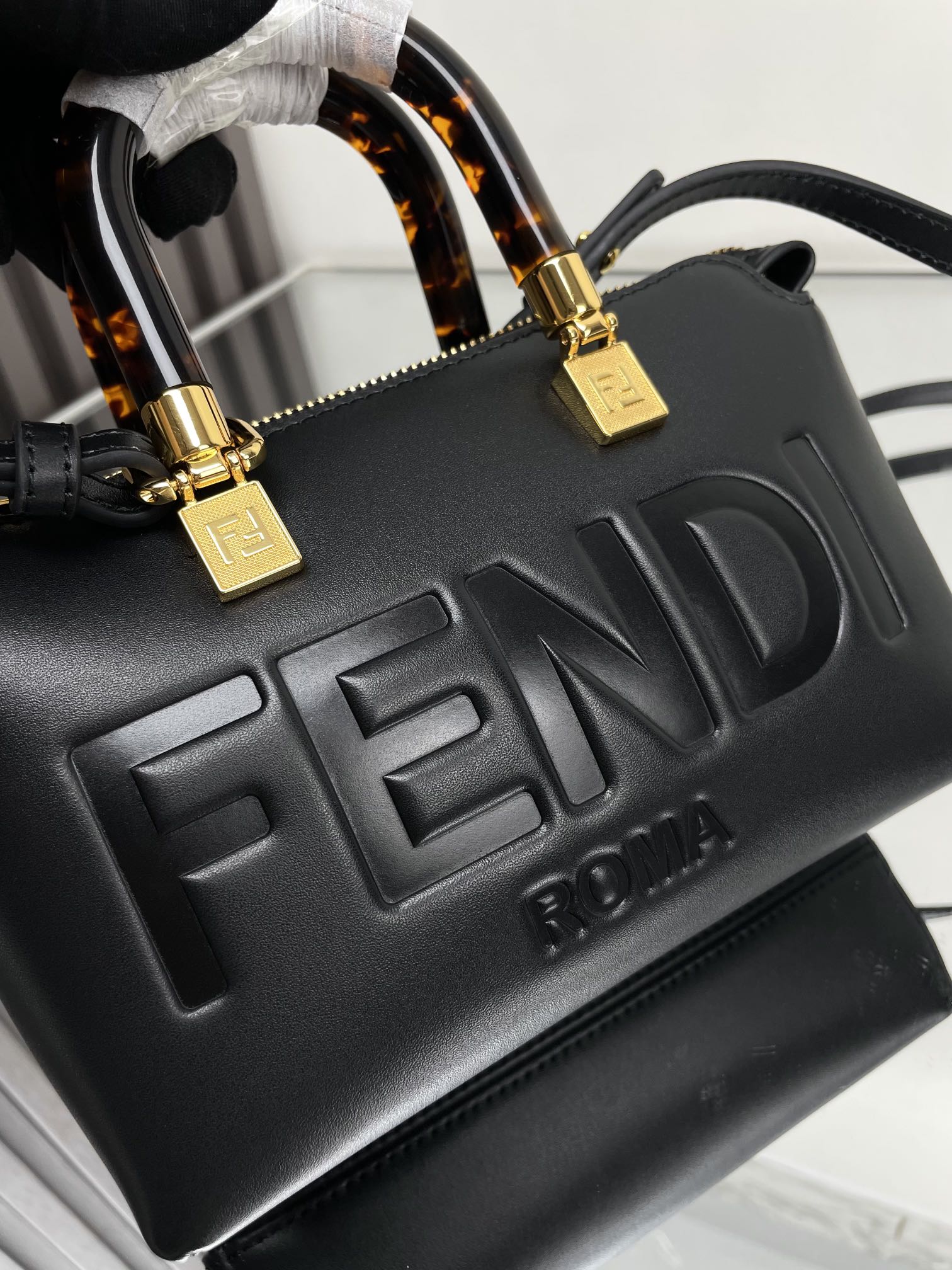 BY THE WAY MINI 18 IN BLACK EMBOSSED CALFSKIN GOLD HARDWARE