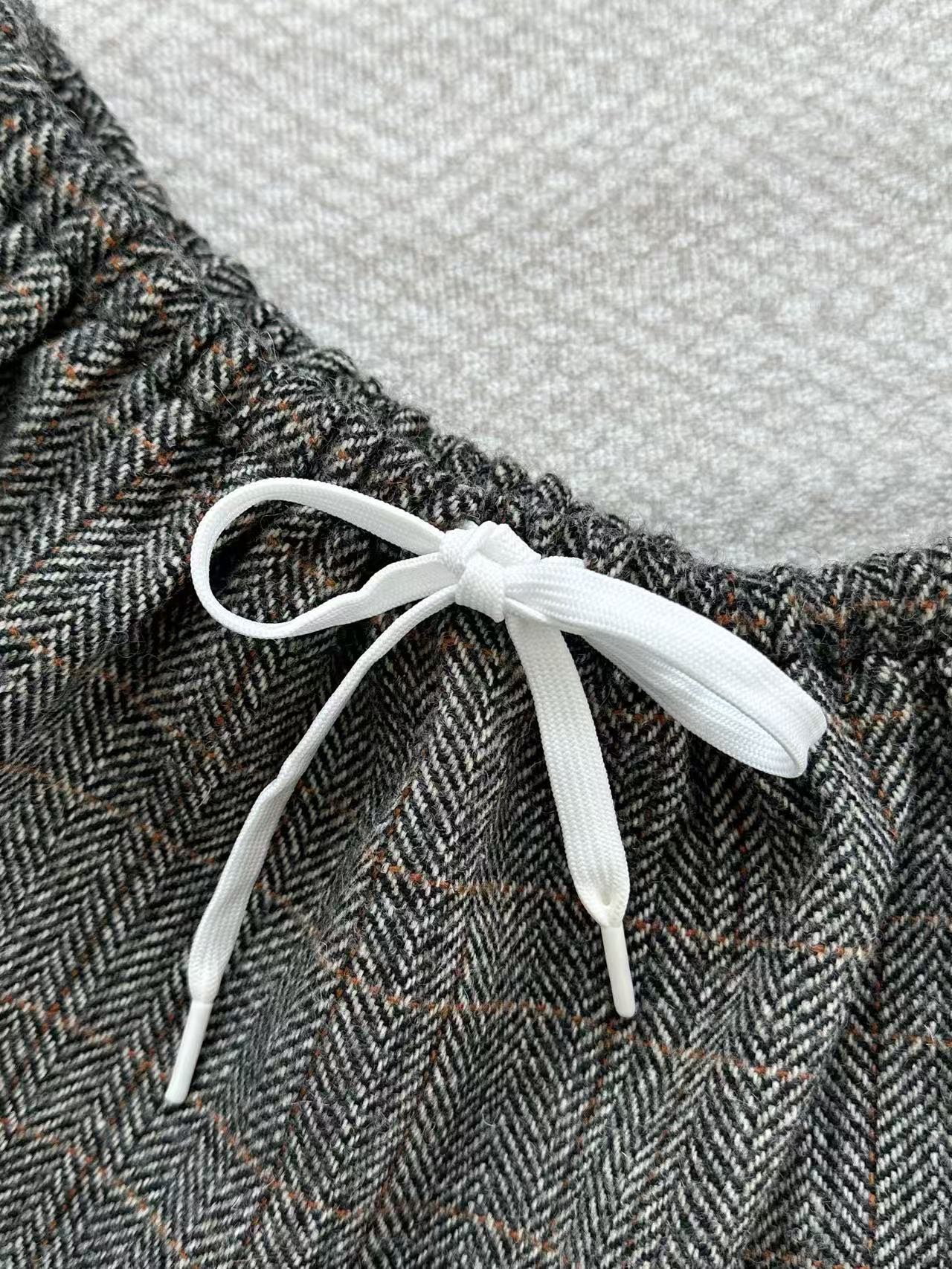 Miu Miu 25 Patterned Rope Skirt Gray Wool Viscose