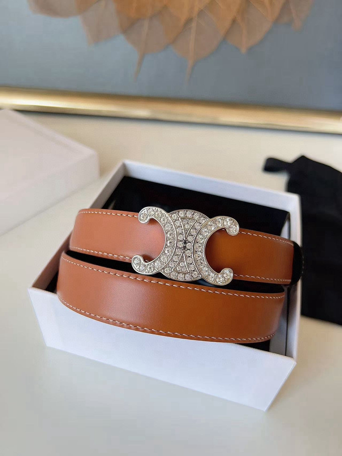 Celine 2026 Triomphe Reversible Belt 25mm Leather 206405