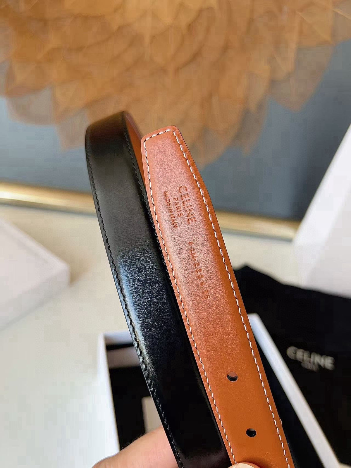 Celine 2026 Triomphe Reversible Belt 25mm Leather 206405
