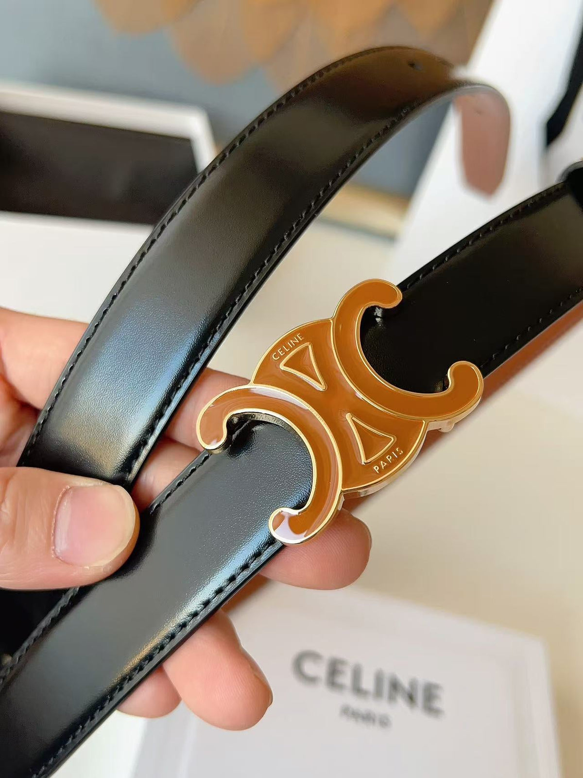 Celine 2026 Reversible Belt 25mm Black Brown Leather 206400