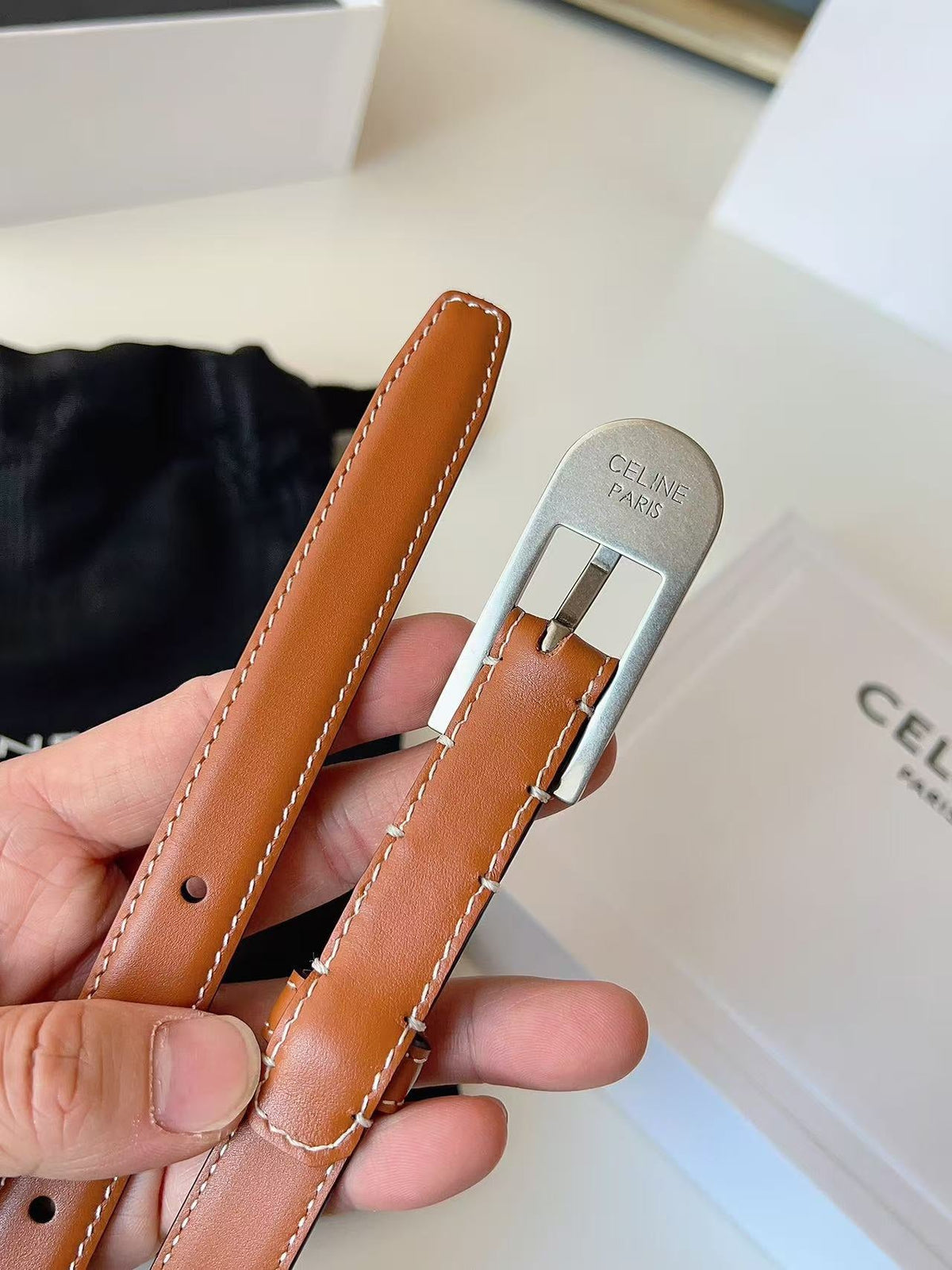 Celine 2026 Taurillon Belt 18mm Leather 207411