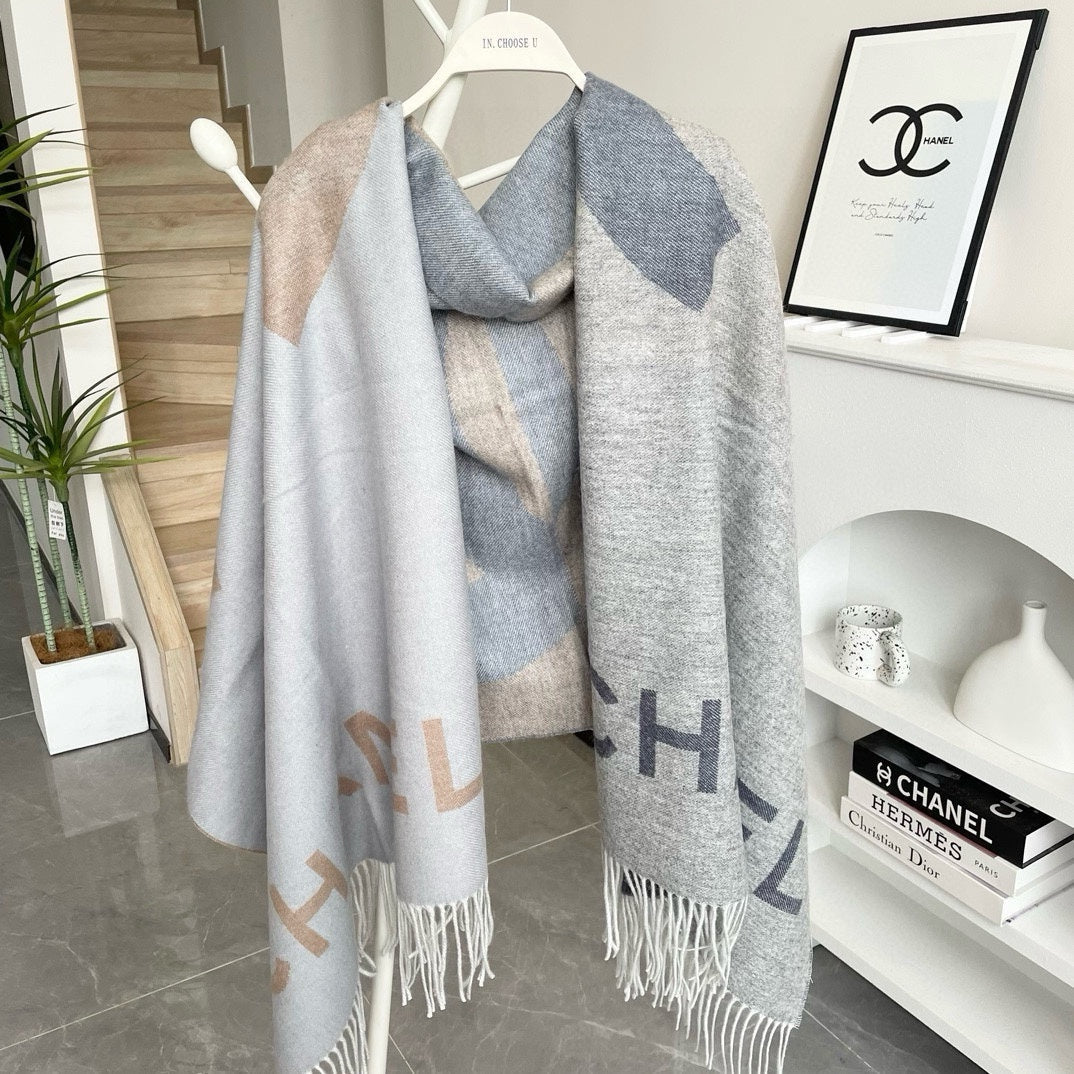 CC Scarf 200 CM In Beige Mix Grey Cashmere 405496