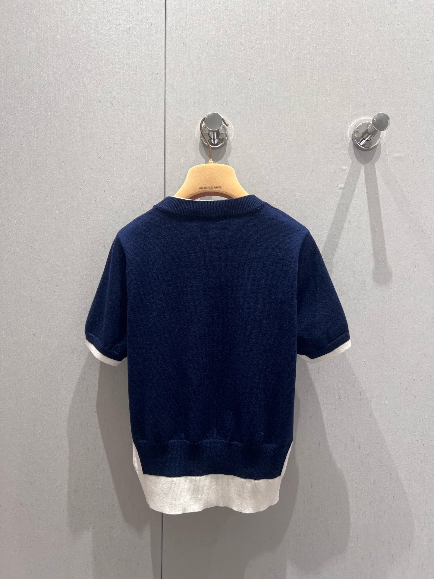 Miu Miu 25 Two-piece Knitted Short-sleeved Top Blue White Wool 210549
