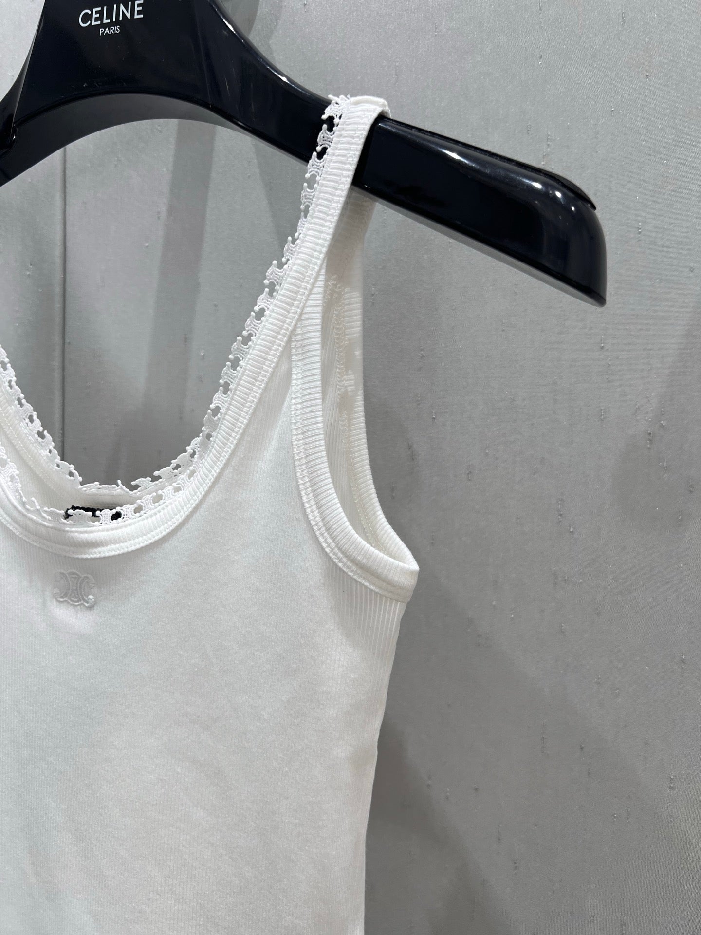 Celine 25 Lace Vest Camisole White Cotton Silk 215160