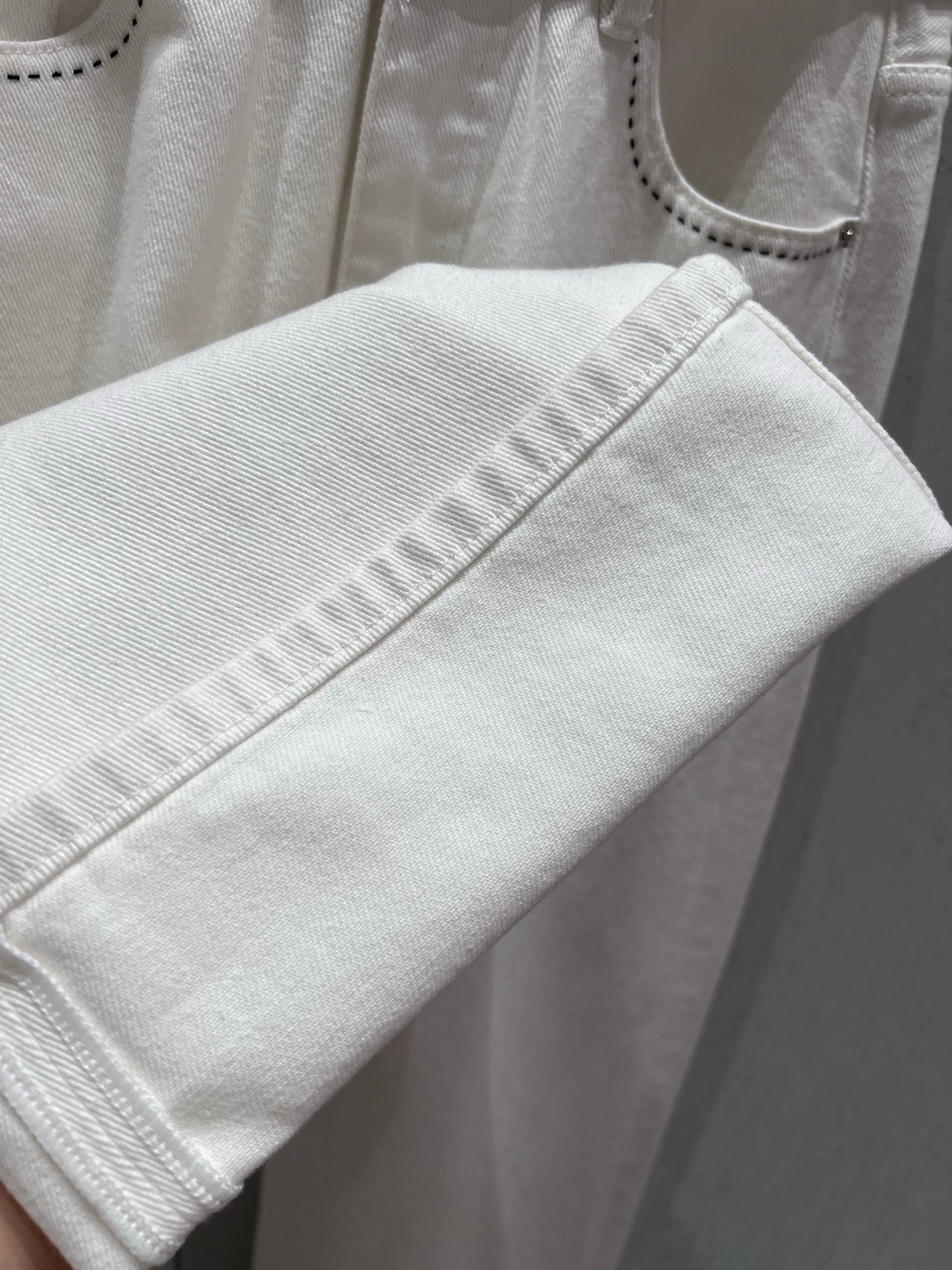 CD 25 Waistband Denim Pants White Cotton 217806