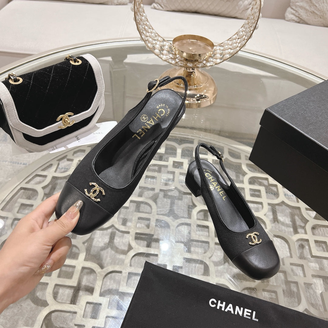 CC Slingbacks 35mm In Black Lycra Fabric And Lambskin 943261