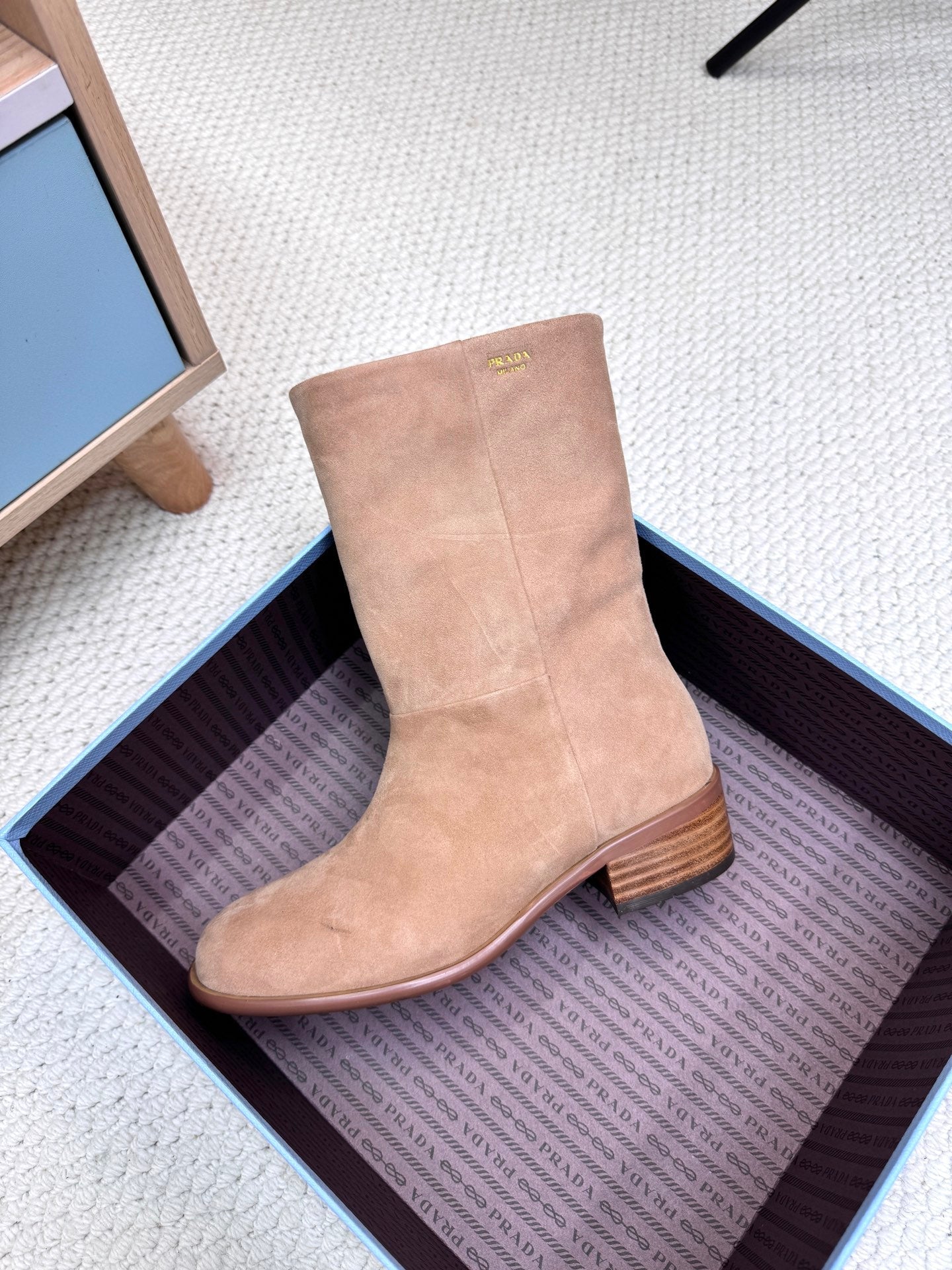 PRA latest mid-length boots beige suede 443658