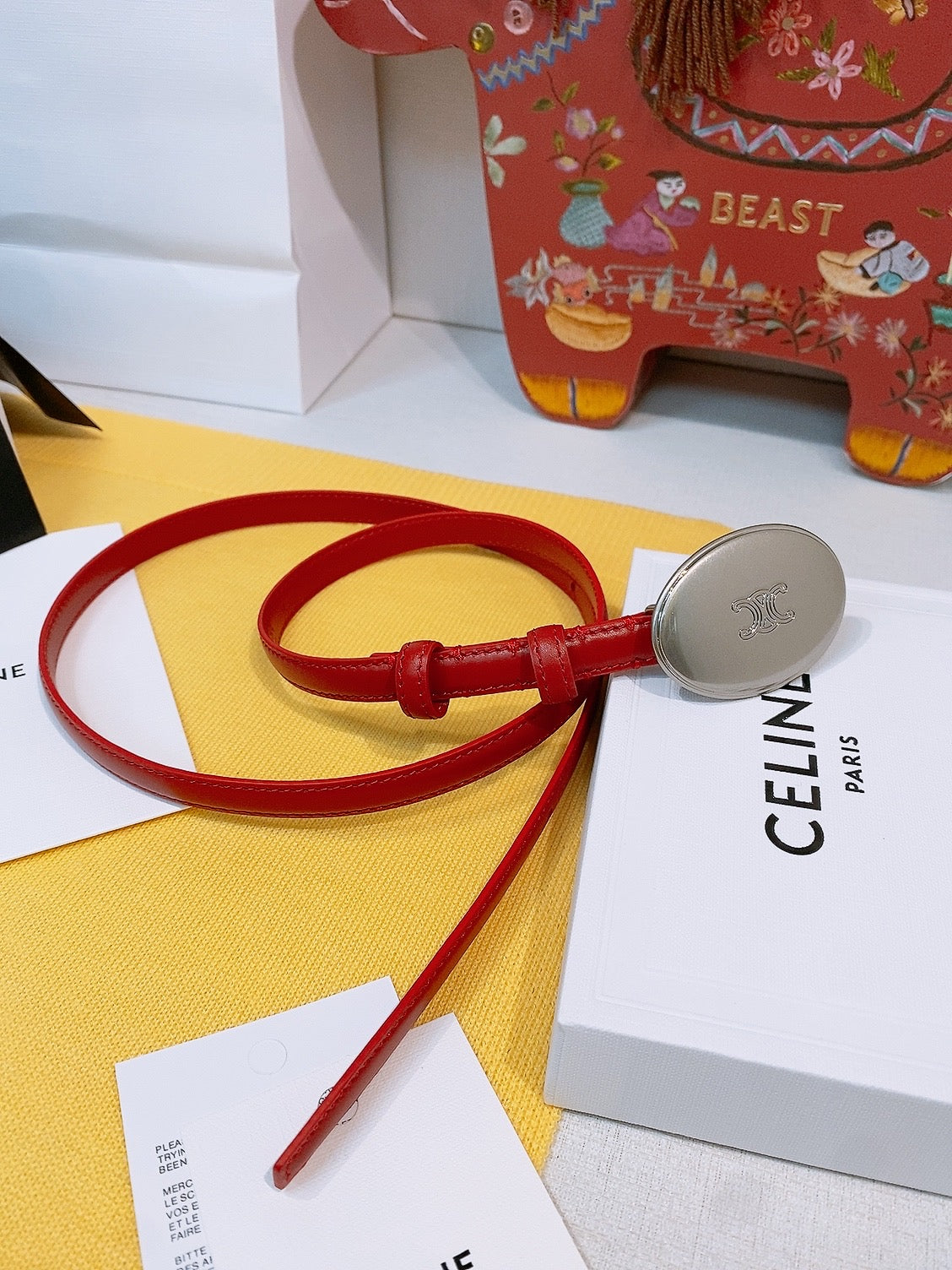 Celine 2026 Triomphe Slim Belt 13mm Leather 212866