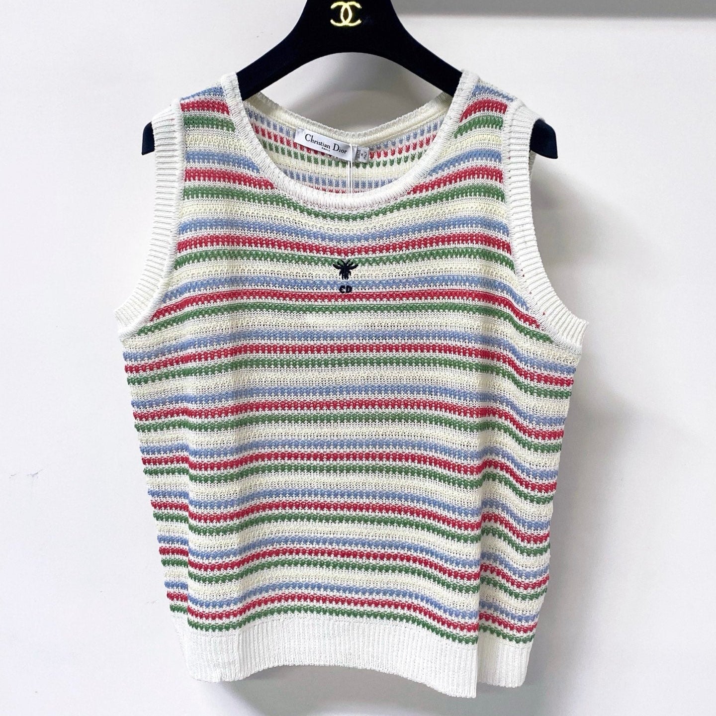 Dior 2026 Multi Color Striped Knit Vest Wool Laine 405745