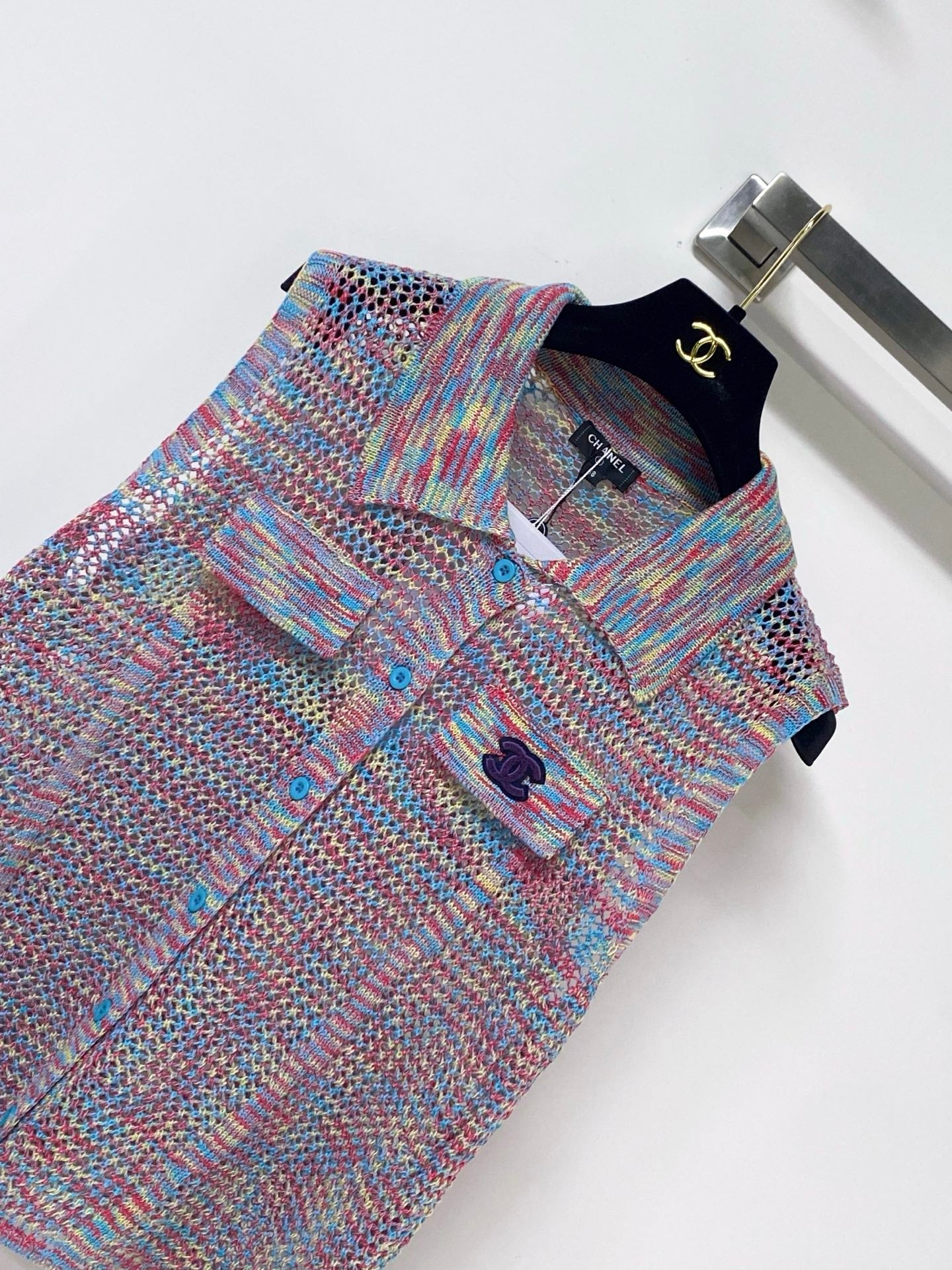 Chanel 2026 Knit Vest Polo Purple Laine Wool 442988