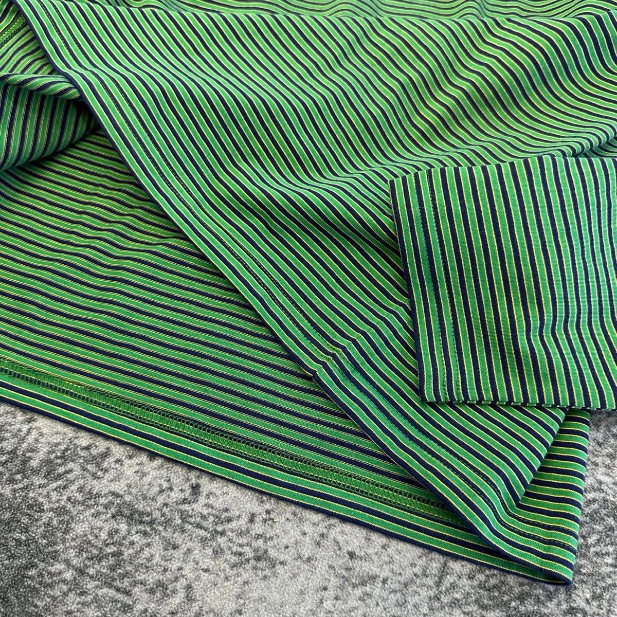 Miumiu 2026 Striped Long-sleeved Shirt Green Mix Blue Cotton 420187