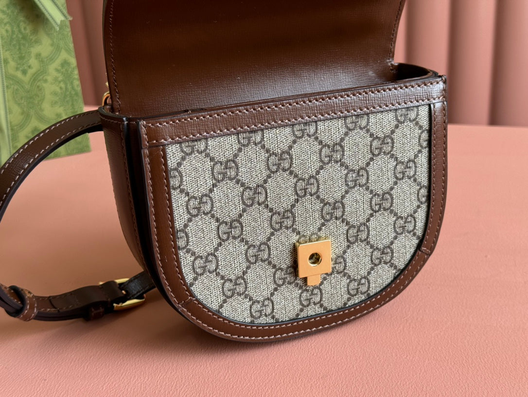 Gucci Horsebit Bag Ebony Mix Brown Leather 239810