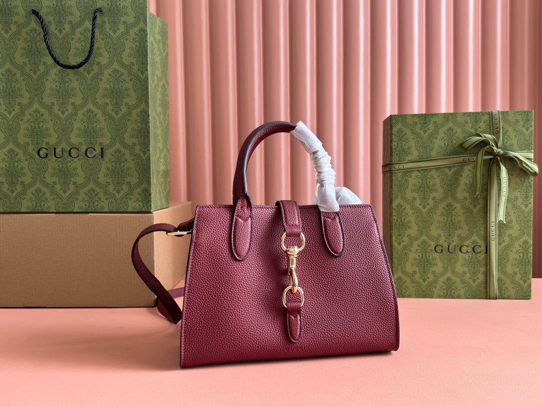 Gucci Jackie Tote Bag Rosso Ancora Red Leather 248601