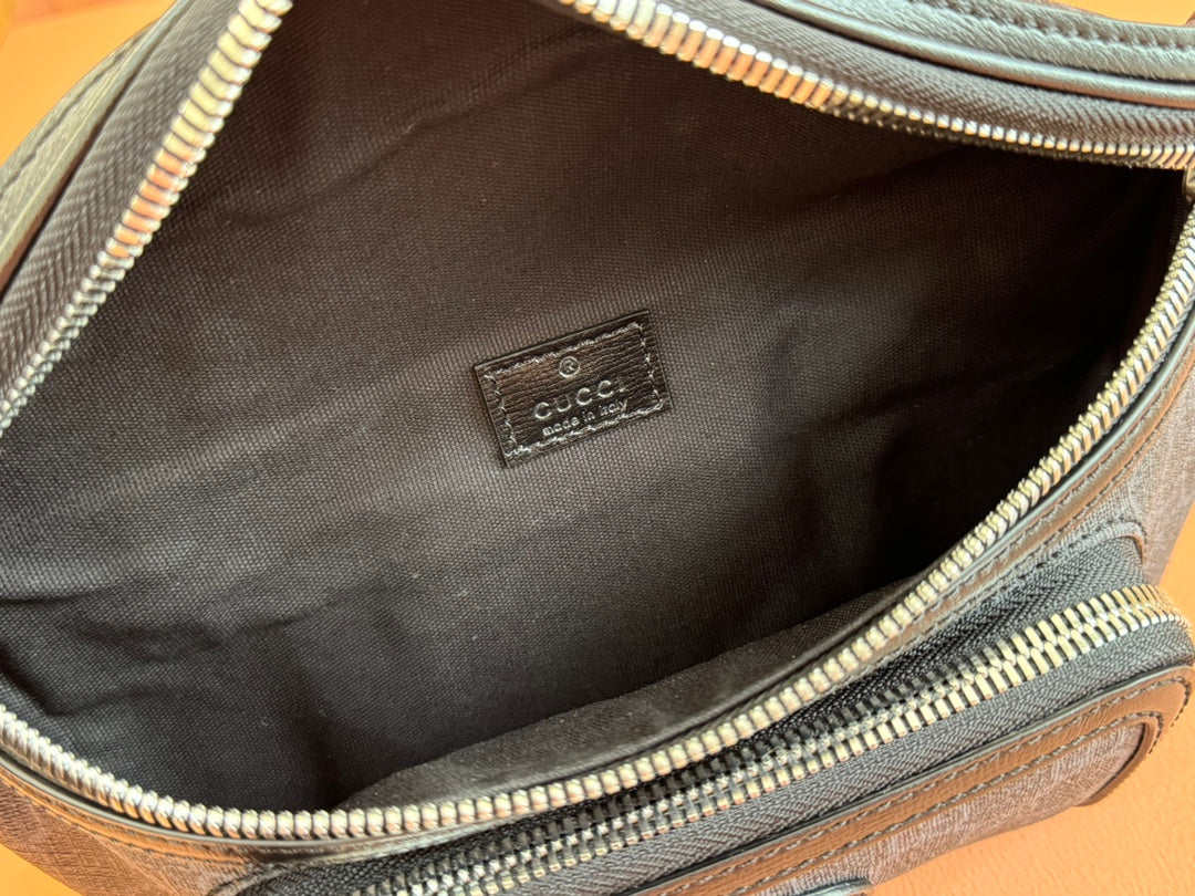 Gucci Interlocking G belt bag Black Leather Canvas 248163