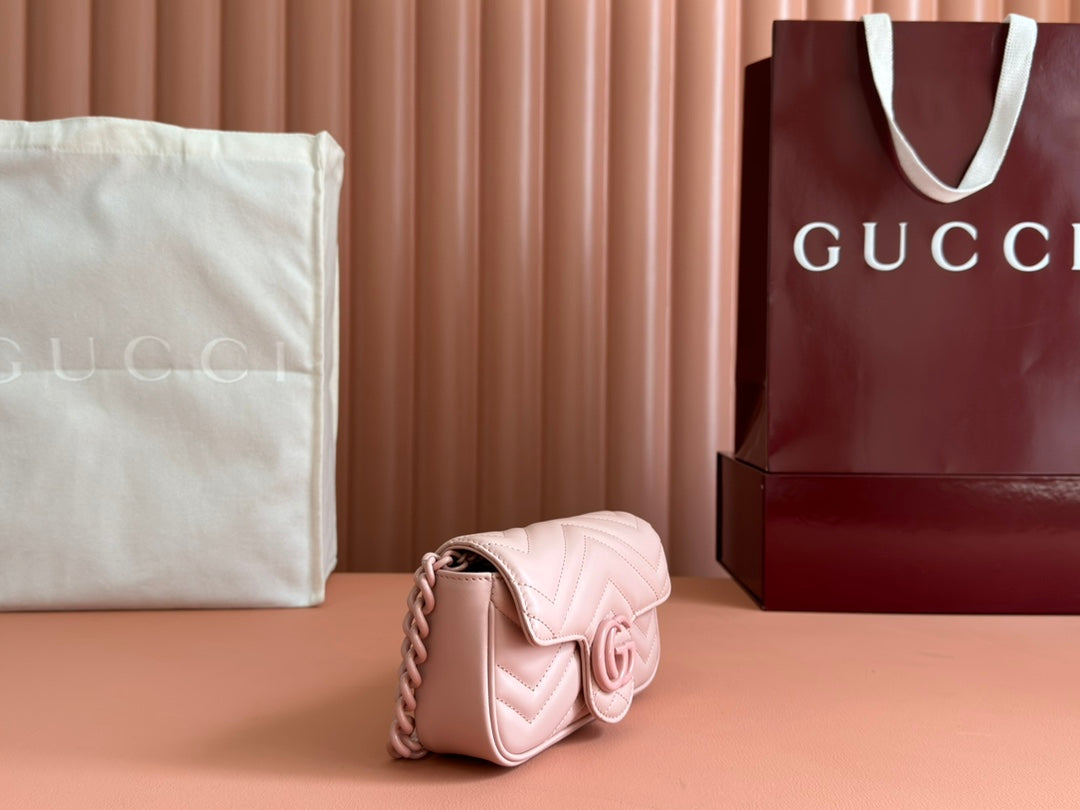 Gucci GG Marmont 16.5 Bag All Pink Calfskin 248346