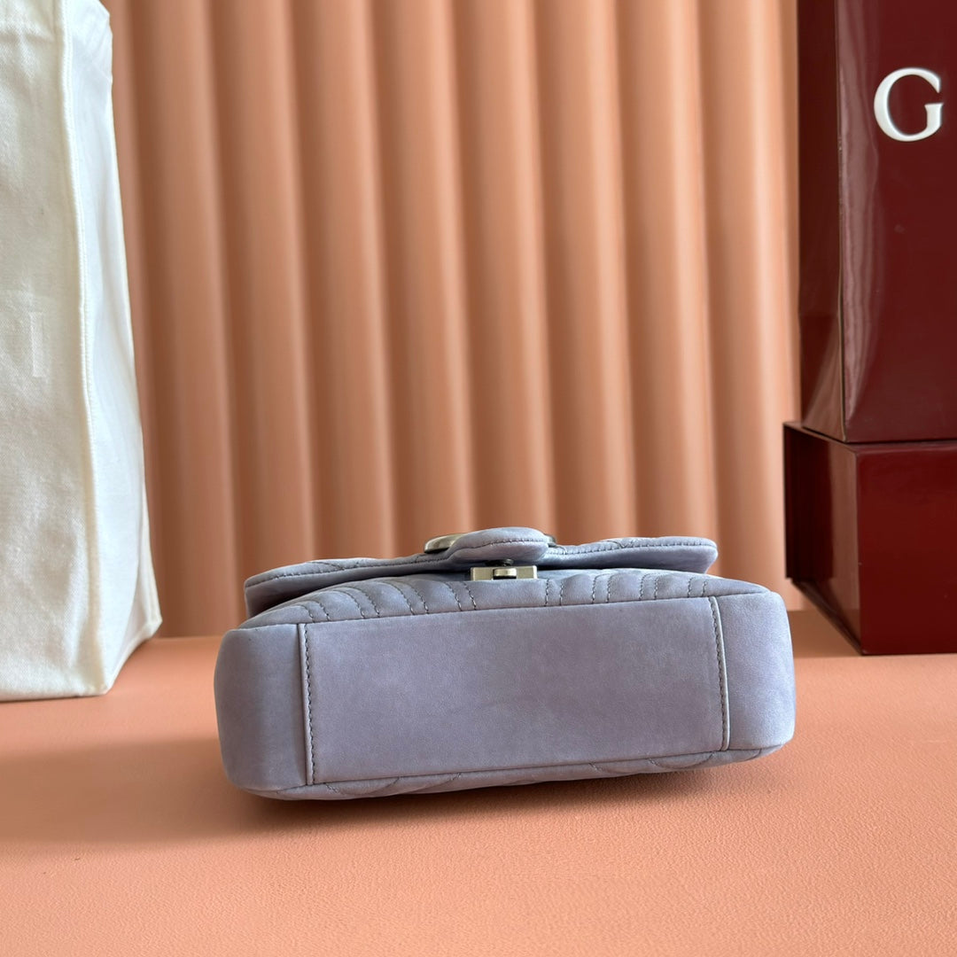 Gucci Marmont Bag 22 Gray Suede Gold Hardware 272094