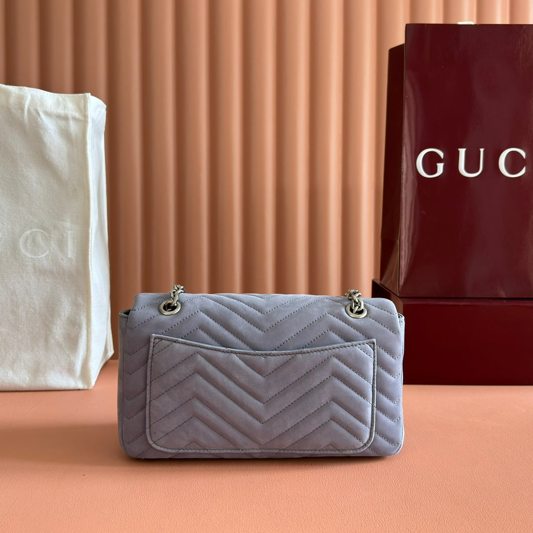 Gucci Marmont Bag 26 Gray Suede Gold Hardware 272093