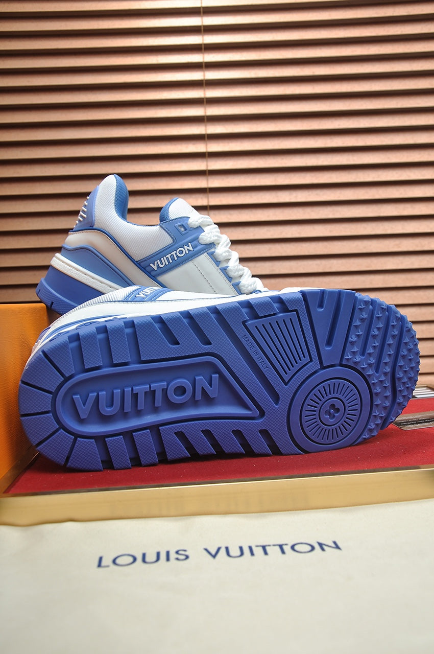 LV TRAINER MAXI SNEAKER WHITE MIX BLUE CALFSKIN