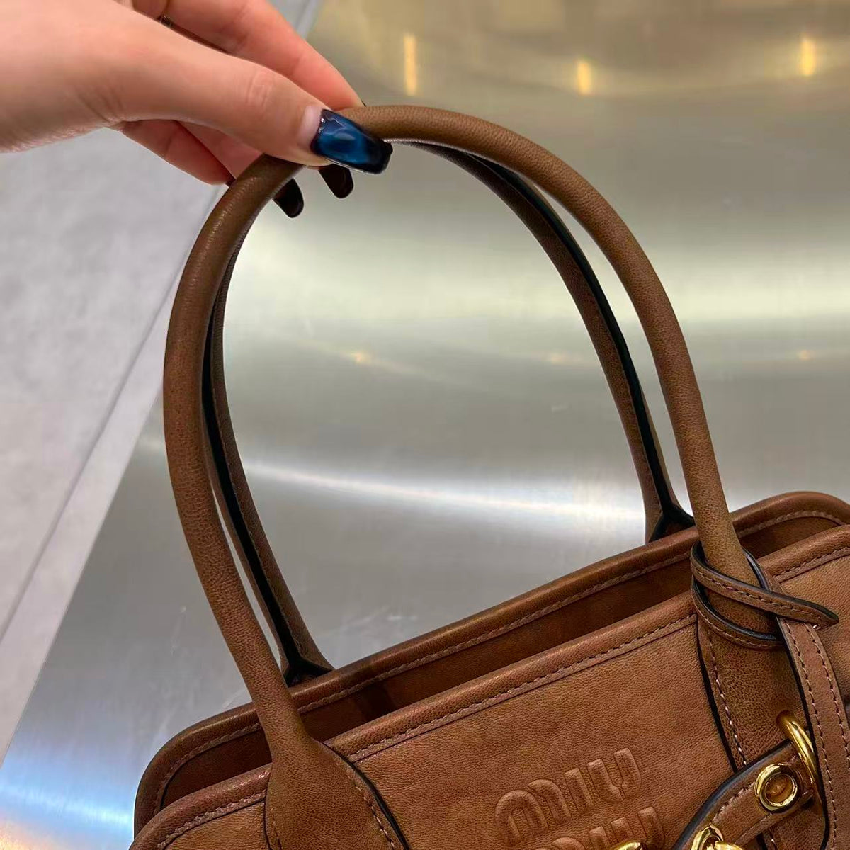 MiuMiu 2026 Aventure Tote Bag 30cm Canvas Leather
