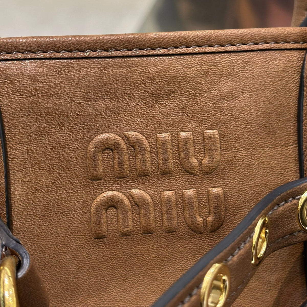 MiuMiu 2026 Aventure Tote Bag 30cm Canvas Leather