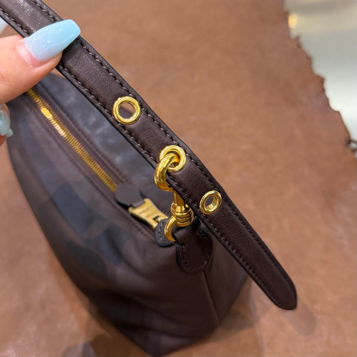 MiuMiu 2026 Spirit Pouch Bag 19cm Dark Brown Nappa Leather