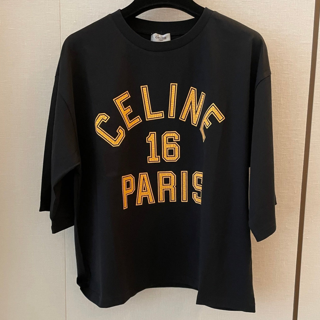 Celine 25 "CELINE 16 PARIS" T-shirt Black mix Yellow Cotton