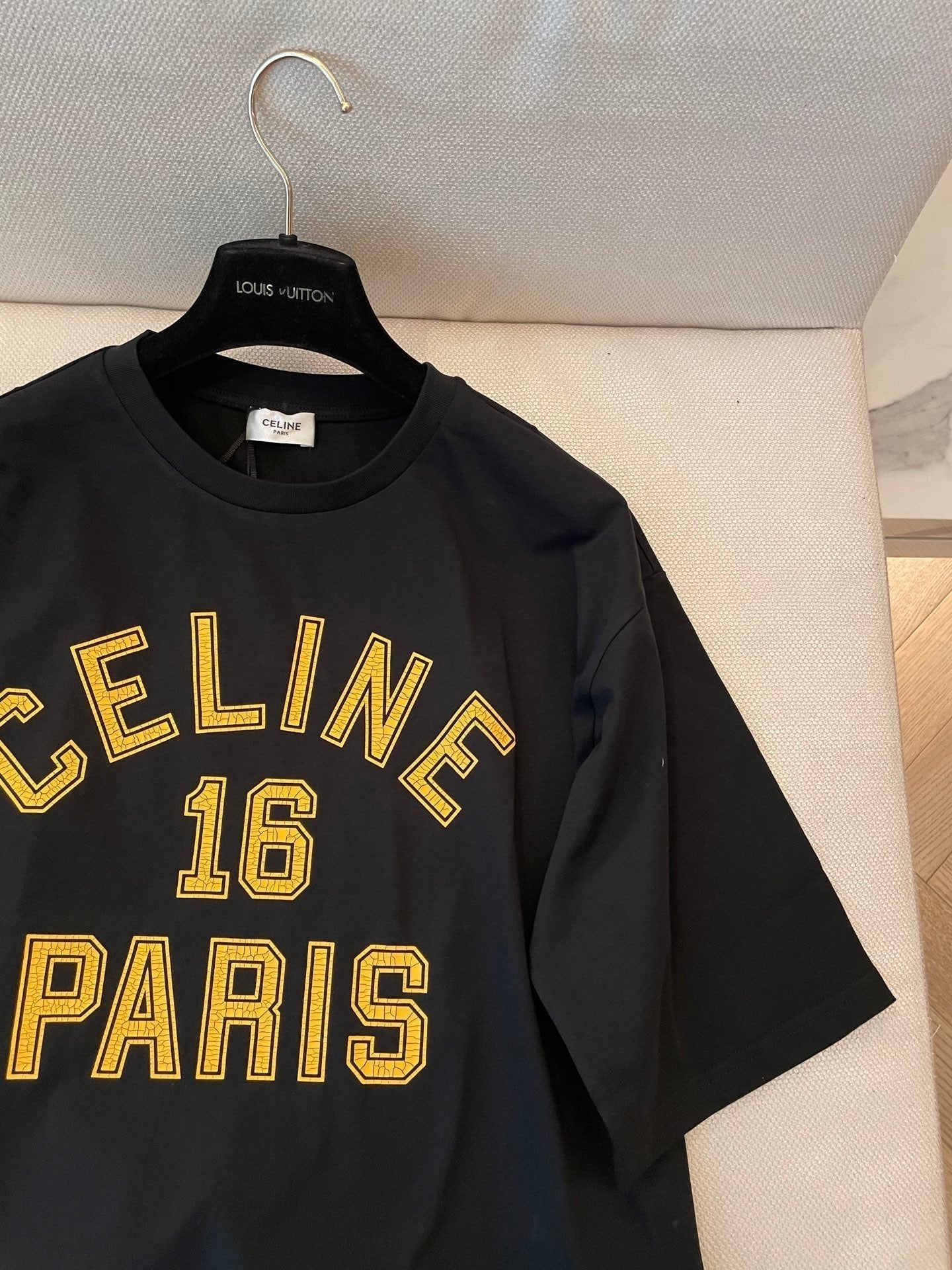 Celine 25 "CELINE 16 PARIS" T-shirt Black mix Yellow Cotton