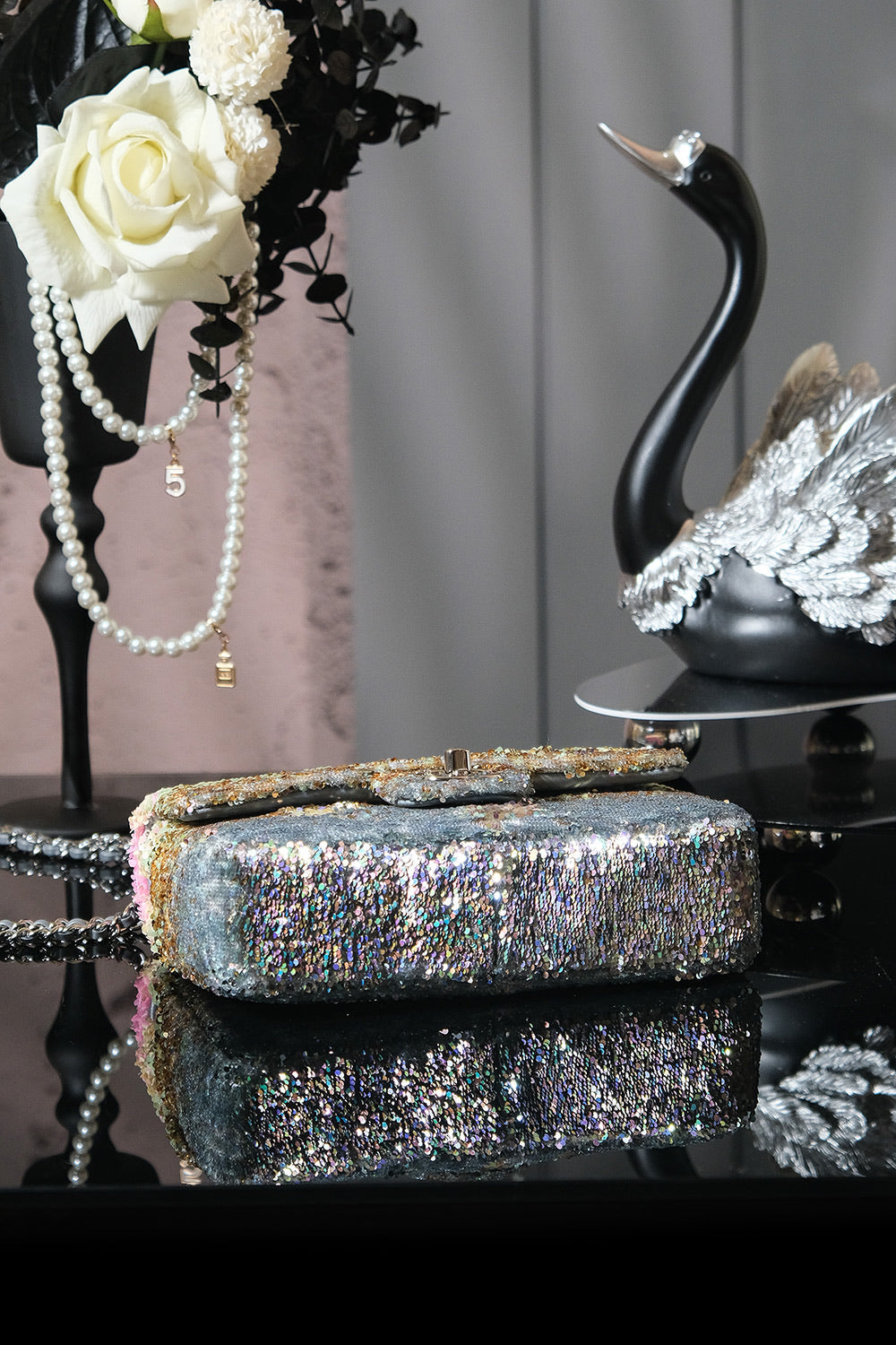 Chanel 2026 Flap Bag 21cm Multicolors Sequin Leather