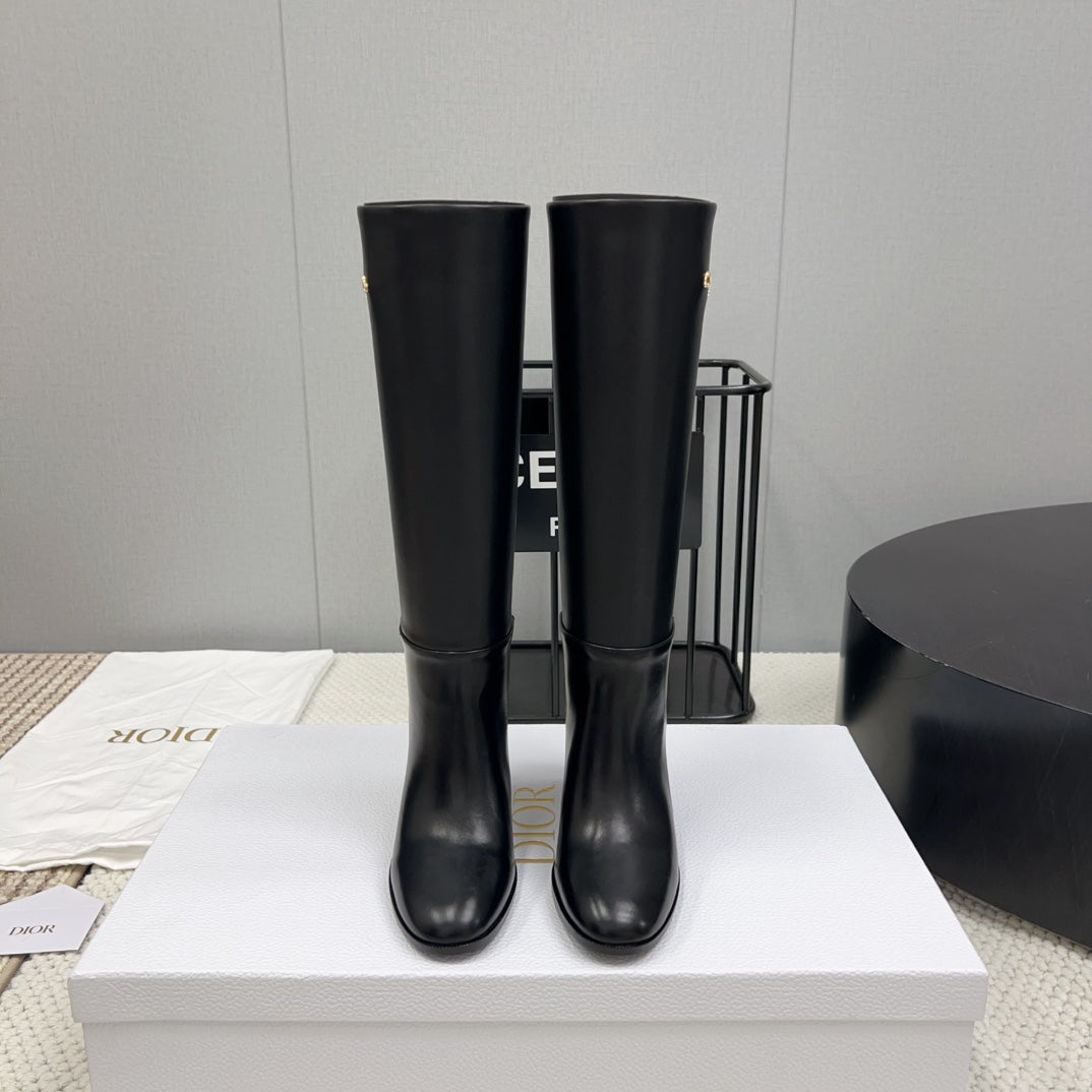 D-Town Heeled Boot 80mm In Black Cowhide 994868