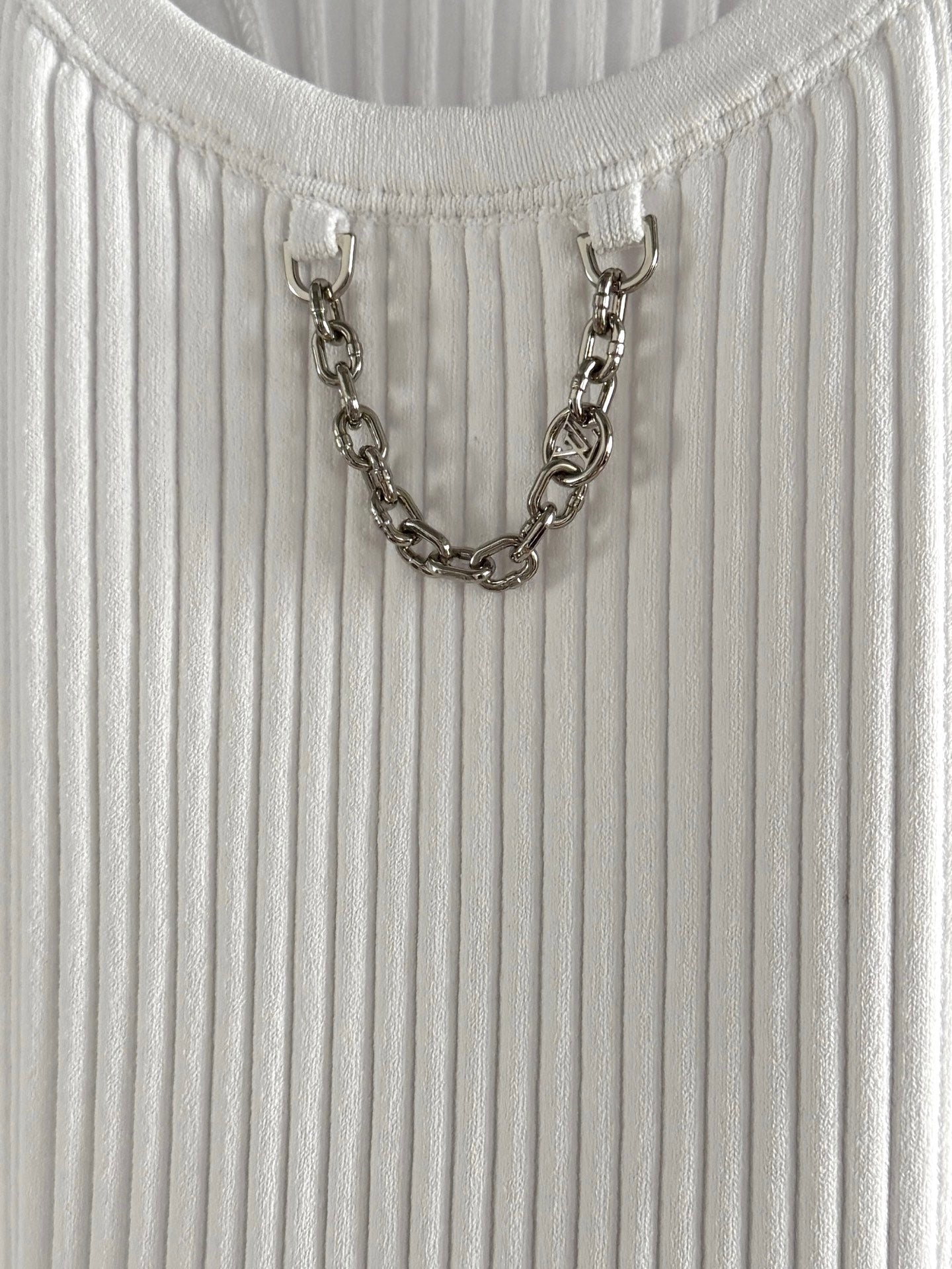 LV Chain Knitted Vest Shirt White Viscose Poliester
